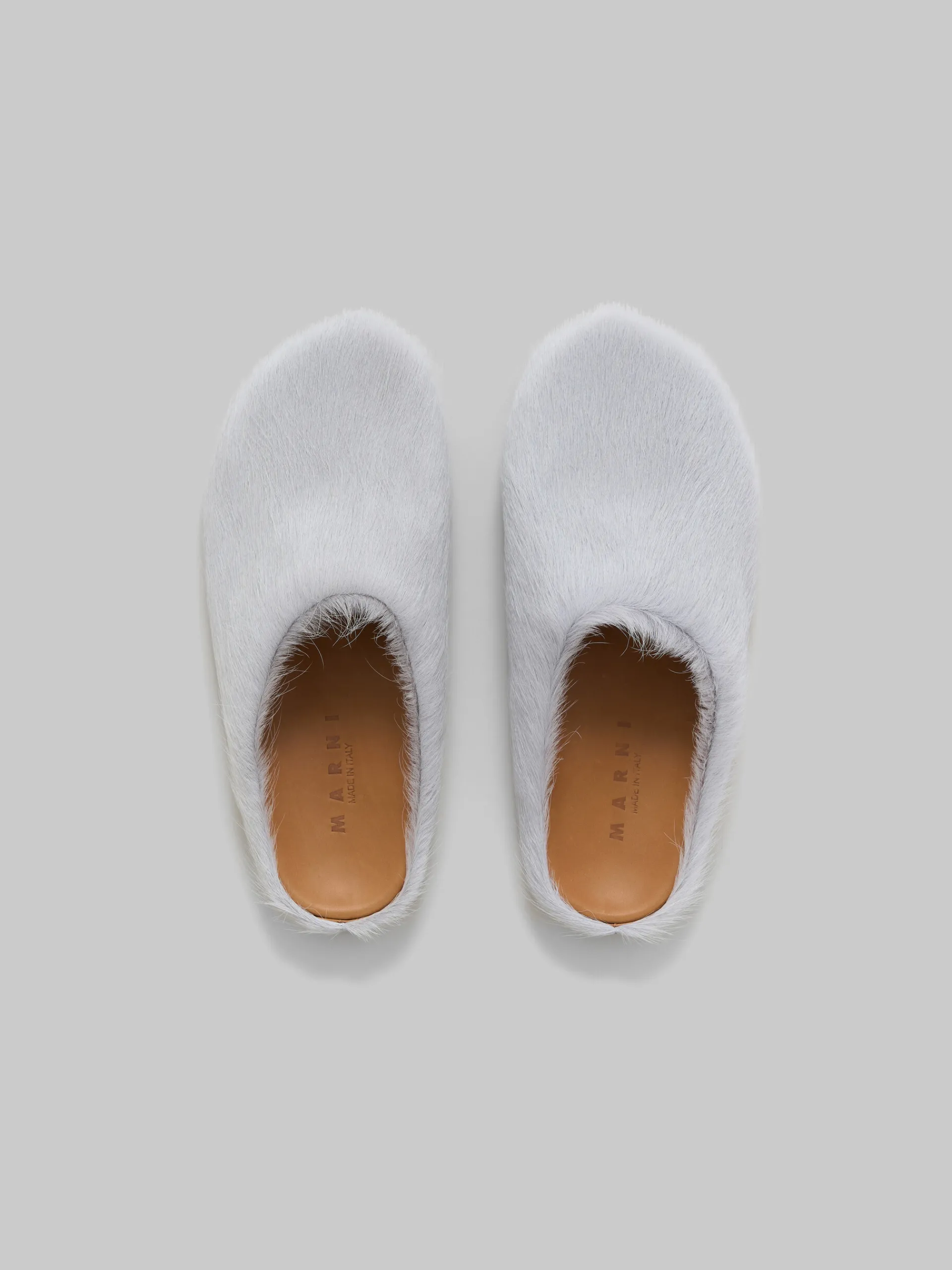 Fussbett Sabot>Marni Grey Long-hair Calfskin Fussbett Sabot SODIUM