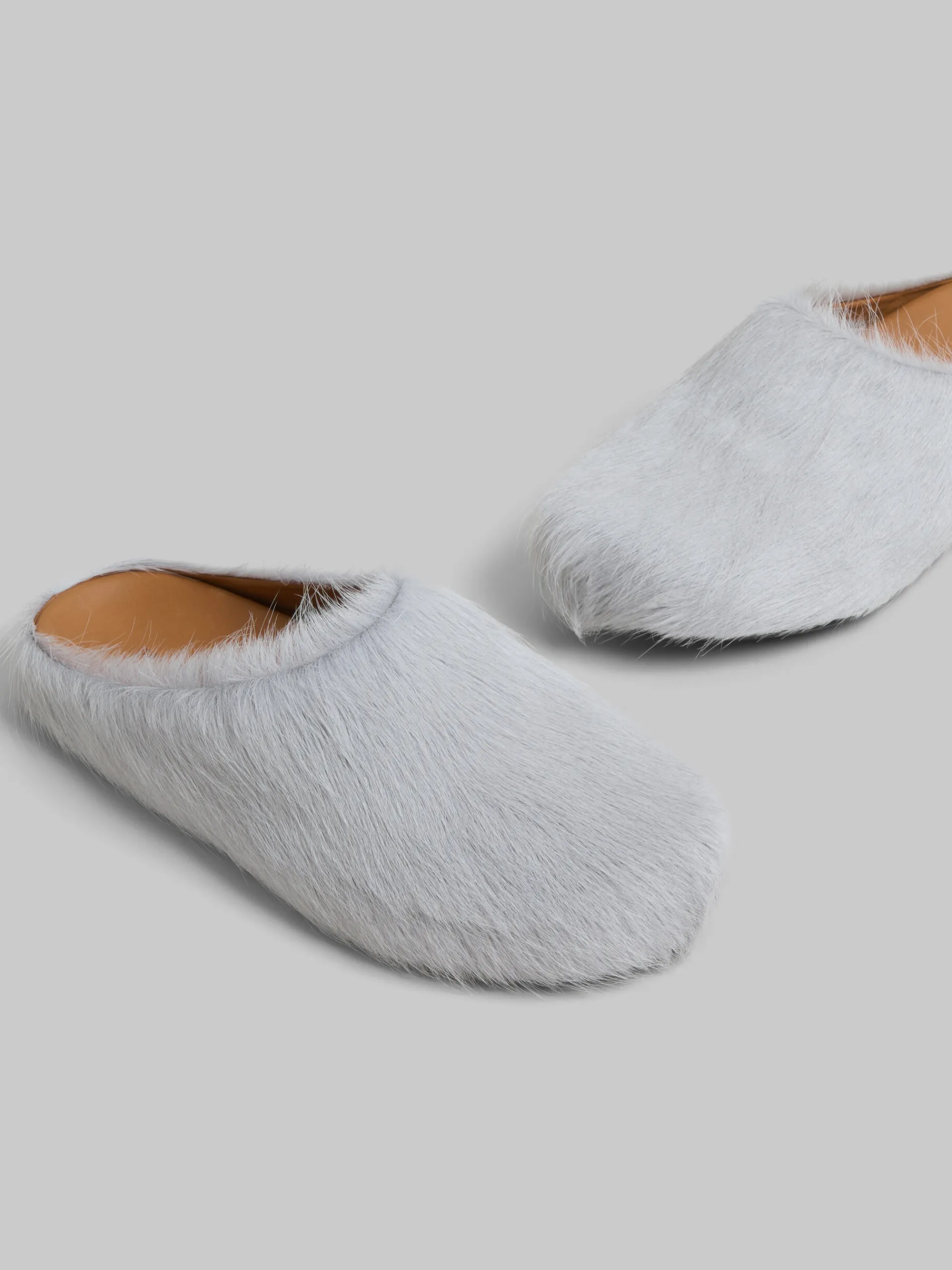 Fussbett Sabot>Marni Grey Long-hair Calfskin Fussbett Sabot SODIUM