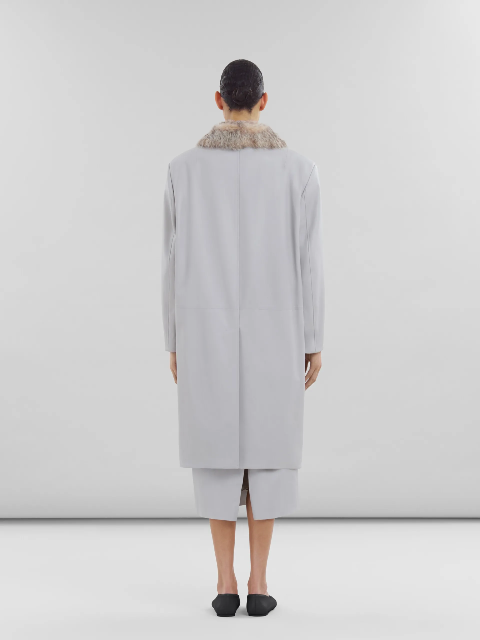 Coats & Jackets>Marni Grey Nappa Coat With Shearling Collar SODIUM