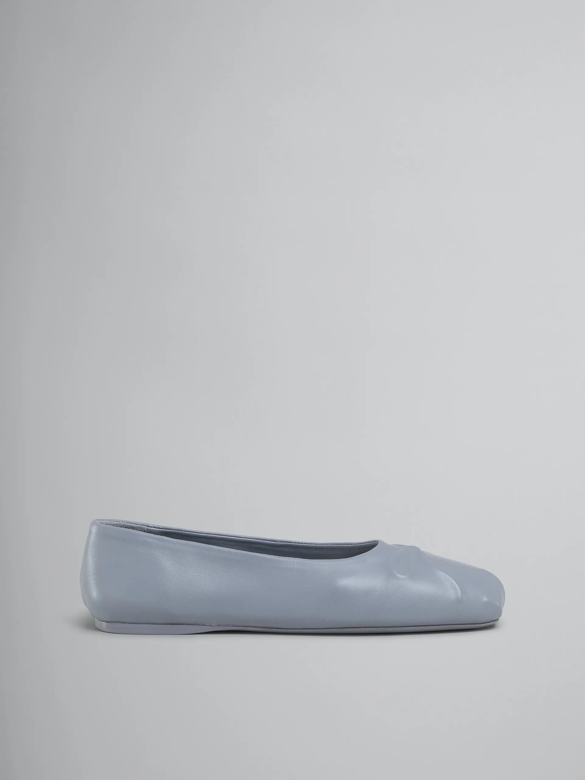 Flats>Marni Grey Nappa Leather Seamless Little Bow Ballet Flat MERCURY