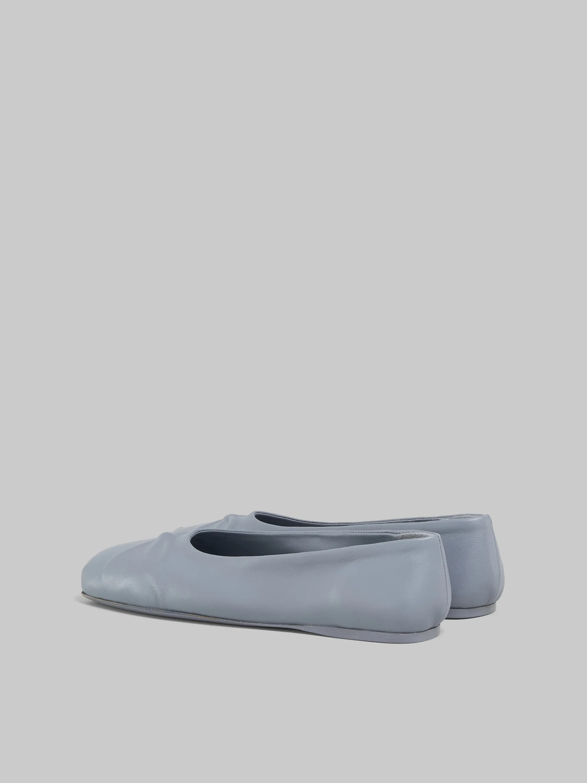 Flats>Marni Grey Nappa Leather Seamless Little Bow Ballet Flat MERCURY