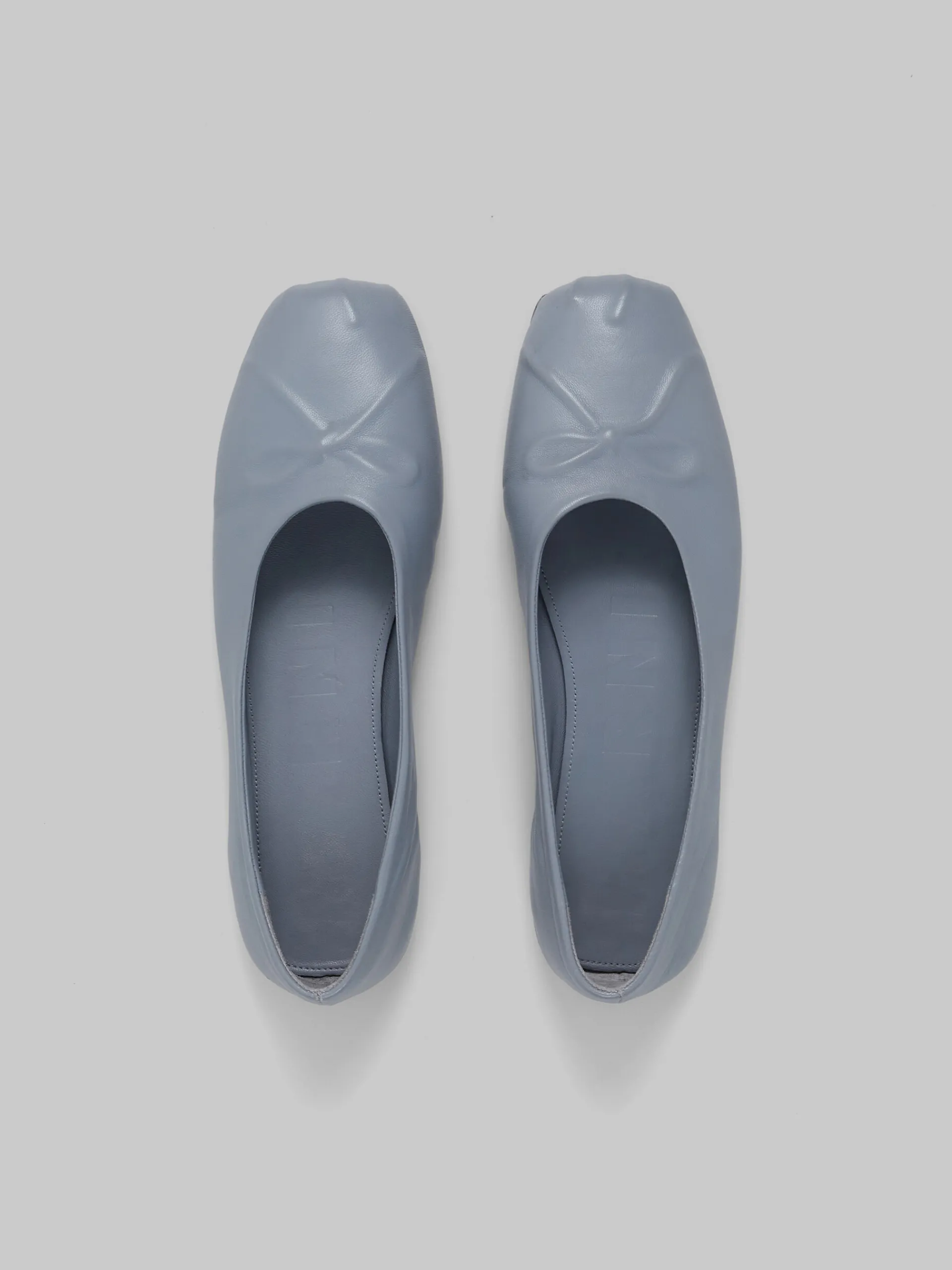 Flats>Marni Grey Nappa Leather Seamless Little Bow Ballet Flat MERCURY