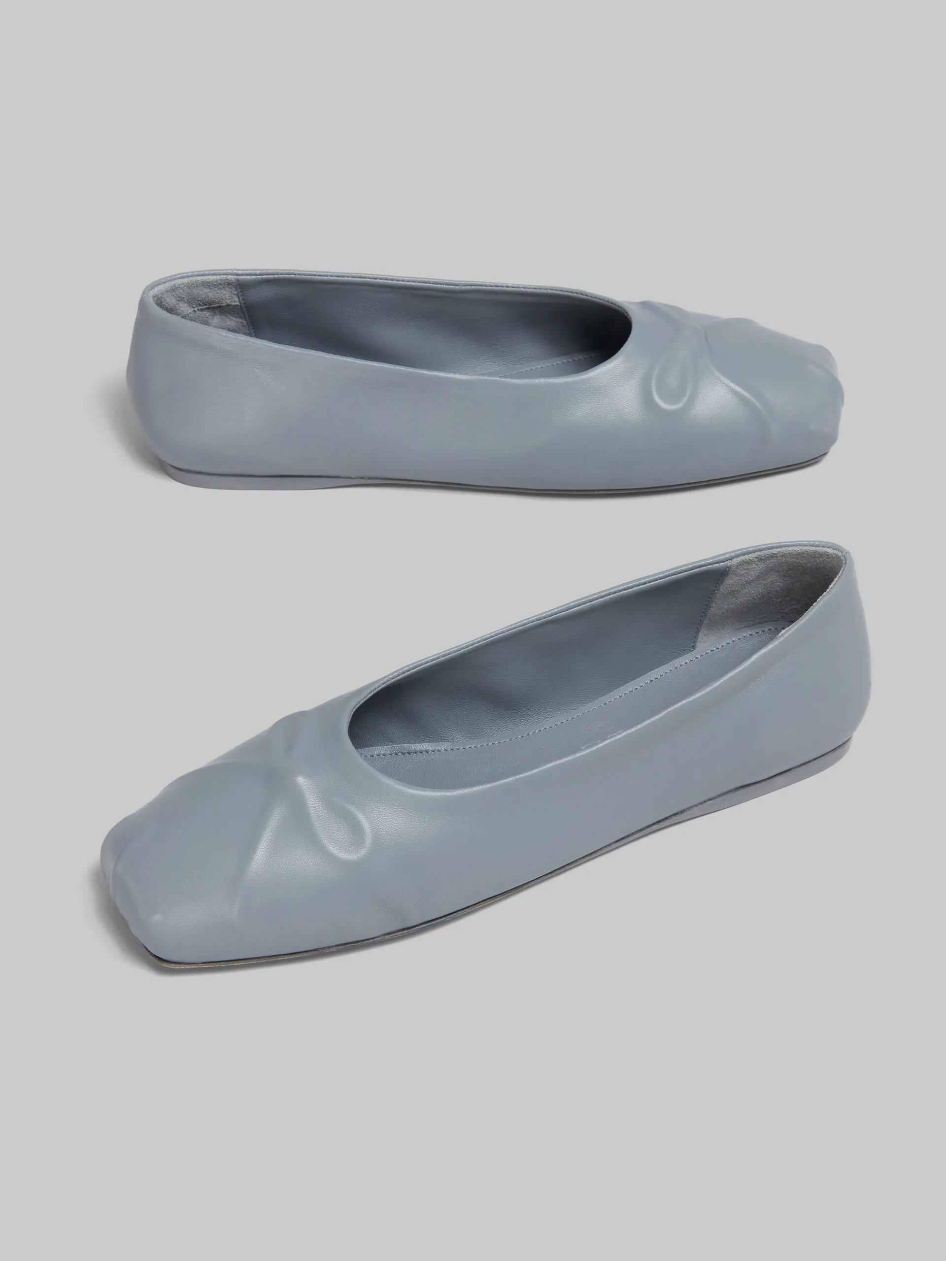 Flats>Marni Grey Nappa Leather Seamless Little Bow Ballet Flat MERCURY