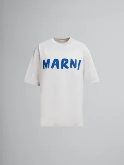Tops & T-Shirts>Marni Grey Organic Cotton Boxy T-shirt With Logo SODIUM