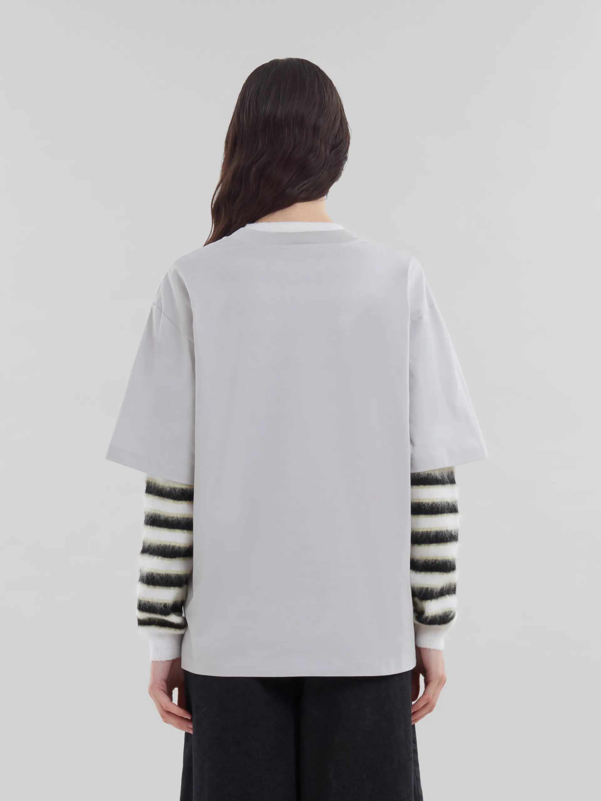 Tops & T-Shirts>Marni Grey Organic Cotton Boxy T-shirt With Logo SODIUM
