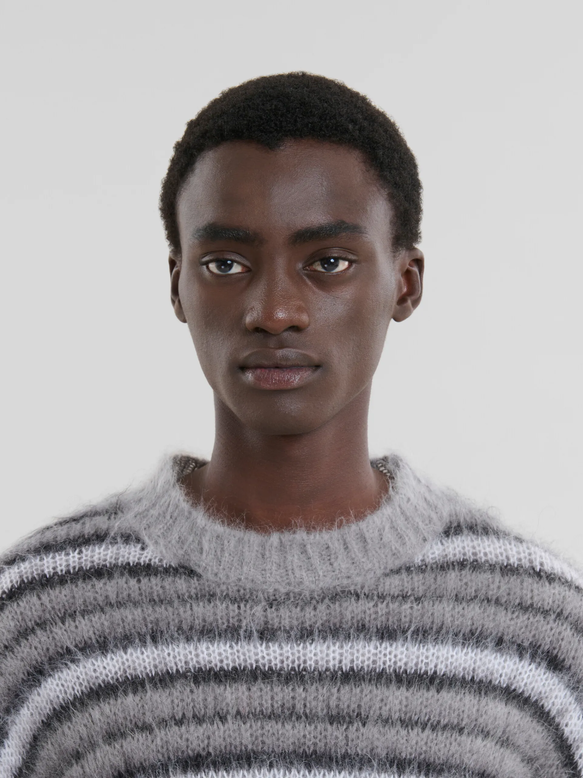 Knitwear>Marni Grey Striped Mohair Jumper ANTIQUE SILVER