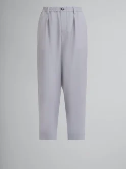 Pants>Marni Grey Tropical Wool Trousers With Drawstring Waist SODIUM