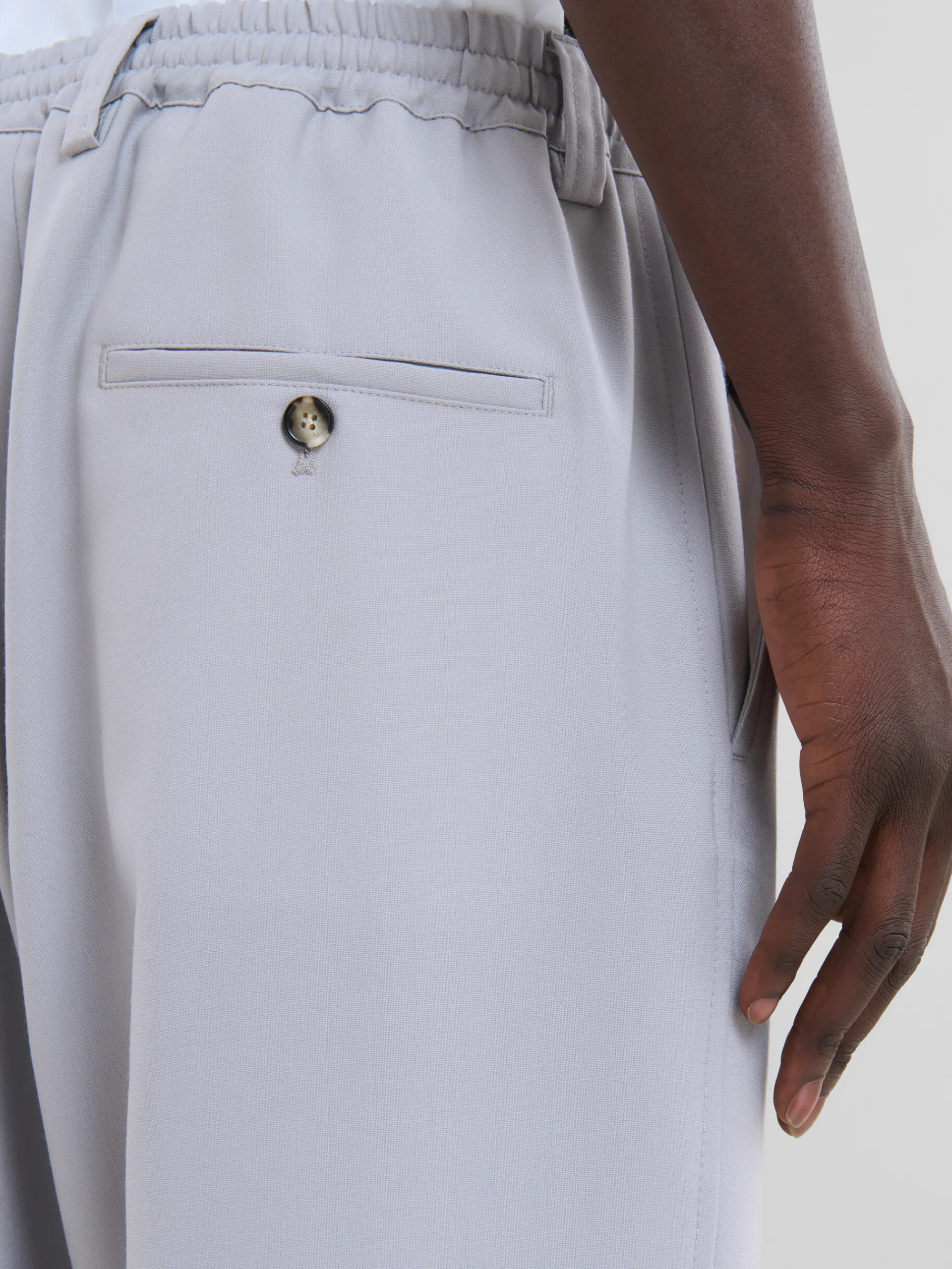Pants>Marni Grey Tropical Wool Trousers With Drawstring Waist SODIUM