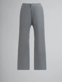 Pants>Marni Grey Wool Trousers With Contrasting Back TALC/THYME/WILD CHERRY