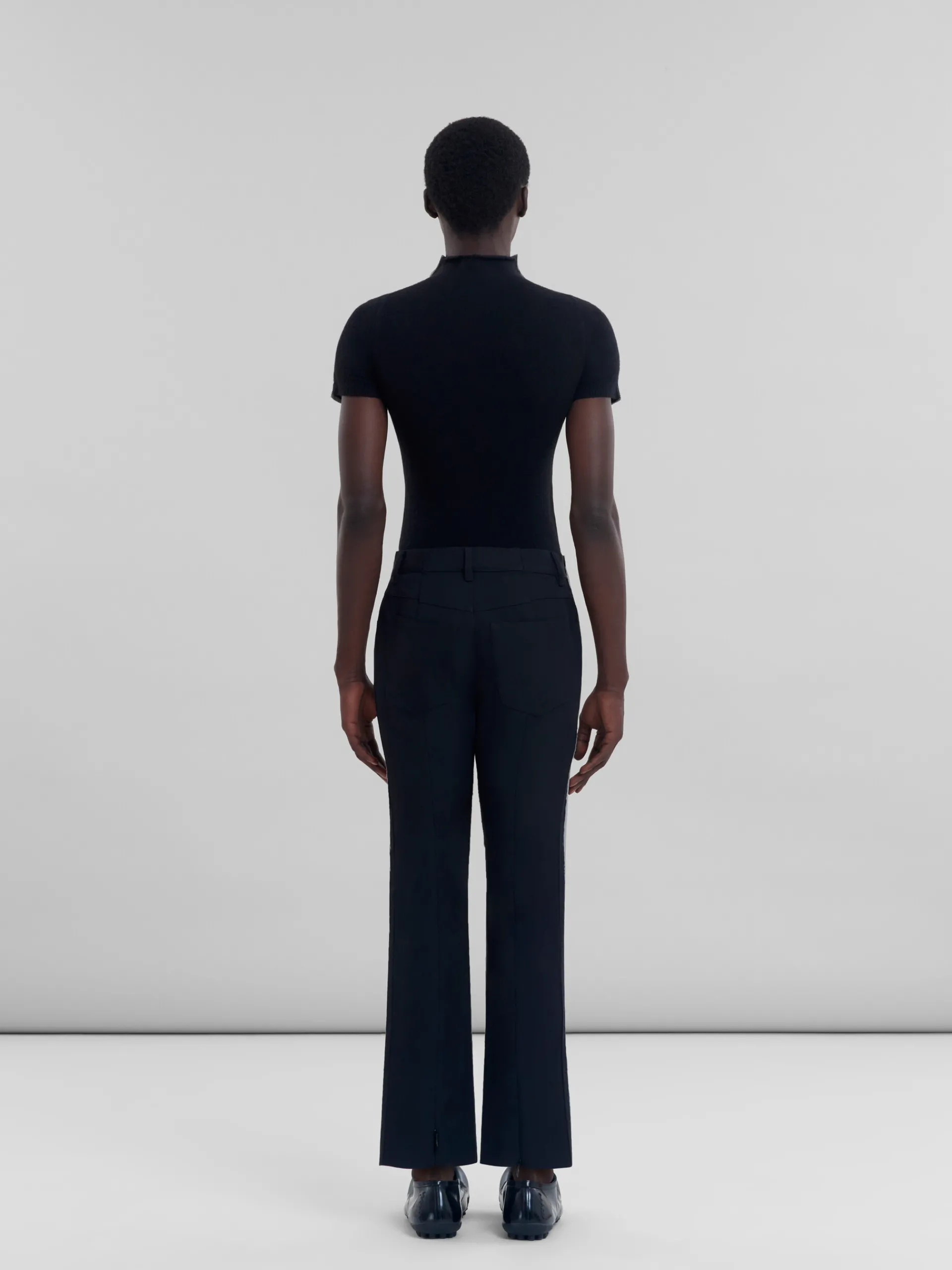Pants>Marni Grey Wool Trousers With Contrasting Back TALC/THYME/WILD CHERRY