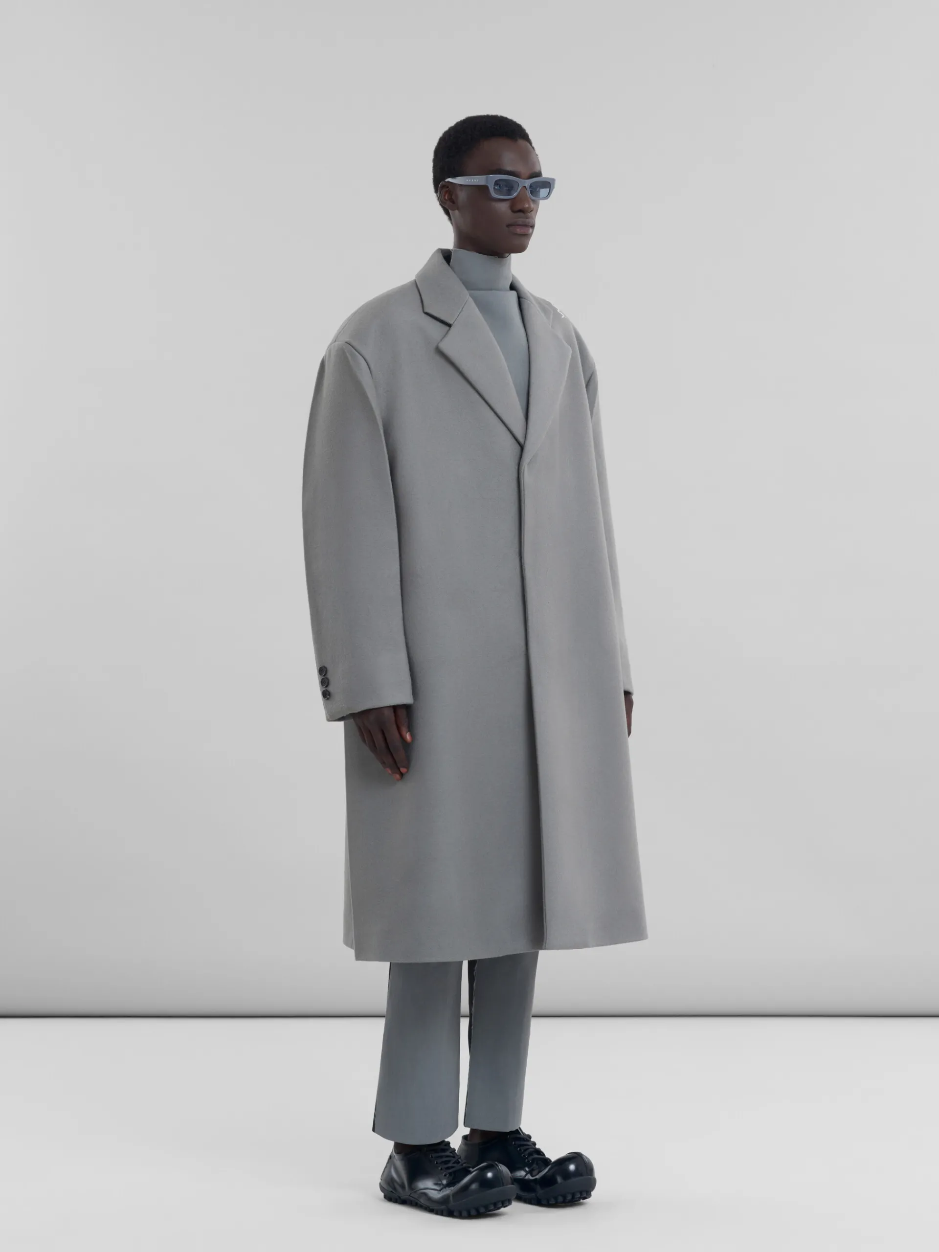 Pants>Marni Grey Wool Trousers With Contrasting Back TALC/THYME/WILD CHERRY