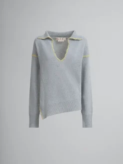 Knitwear>Marni Grey Wool-cashmere Jumper With Oversized Collar INOX