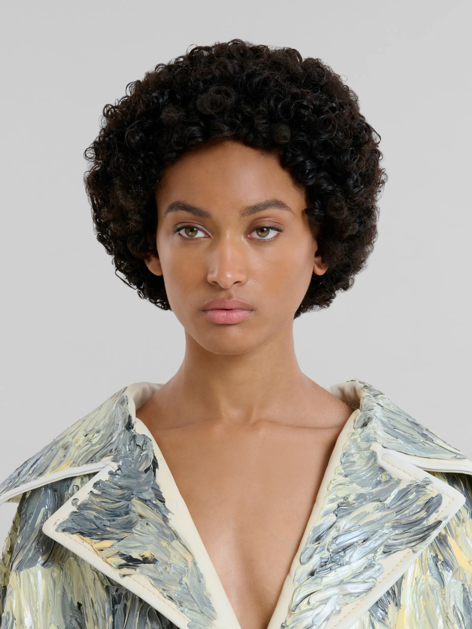 Coats & Jackets>Marni Hand-painted Light Yellow Leather Cape LIGHTTOPAZ