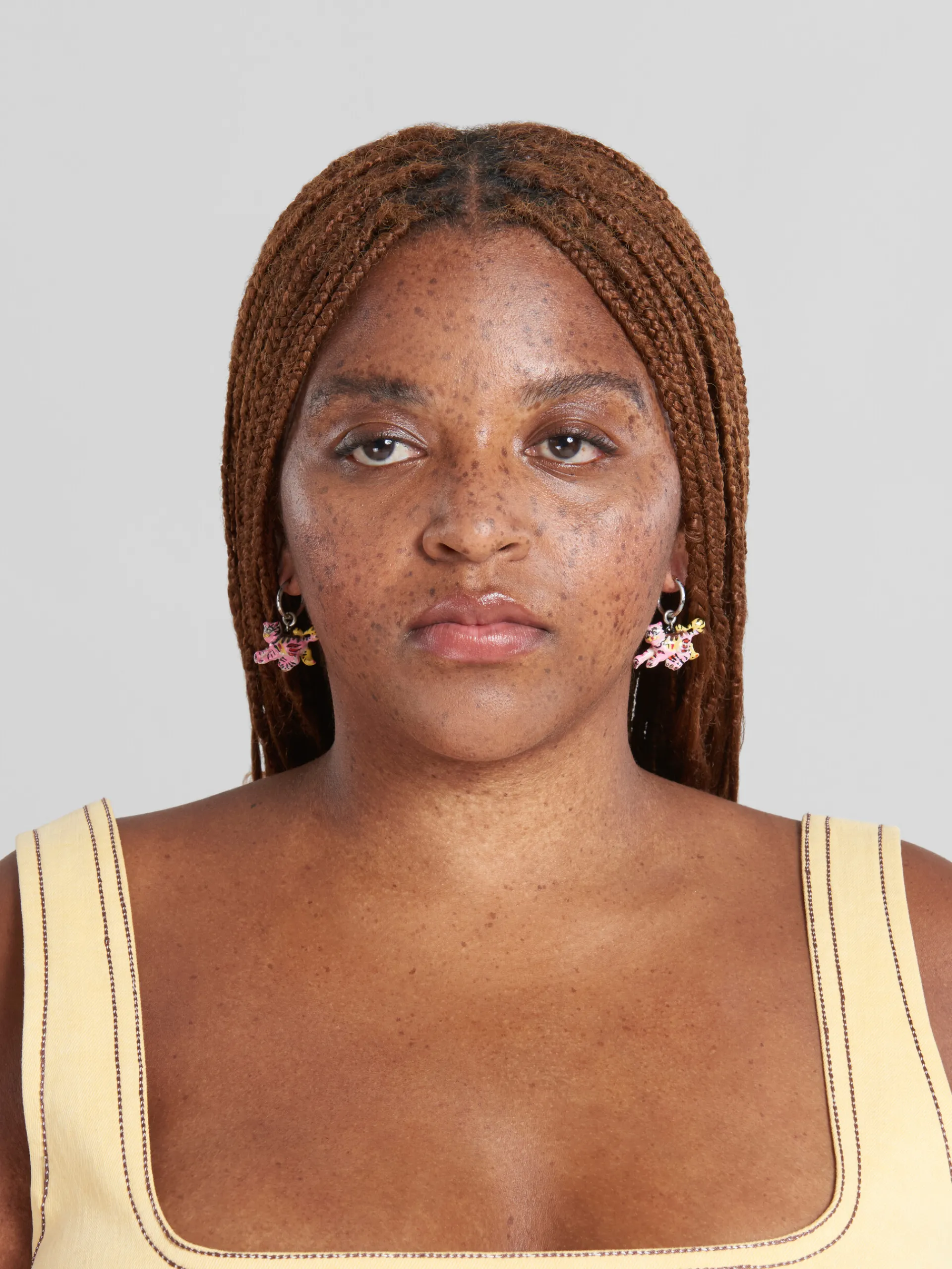 Earrings>Marni Hook Earrings With Tiger Pendants PALLADIUM/FLAMINGO