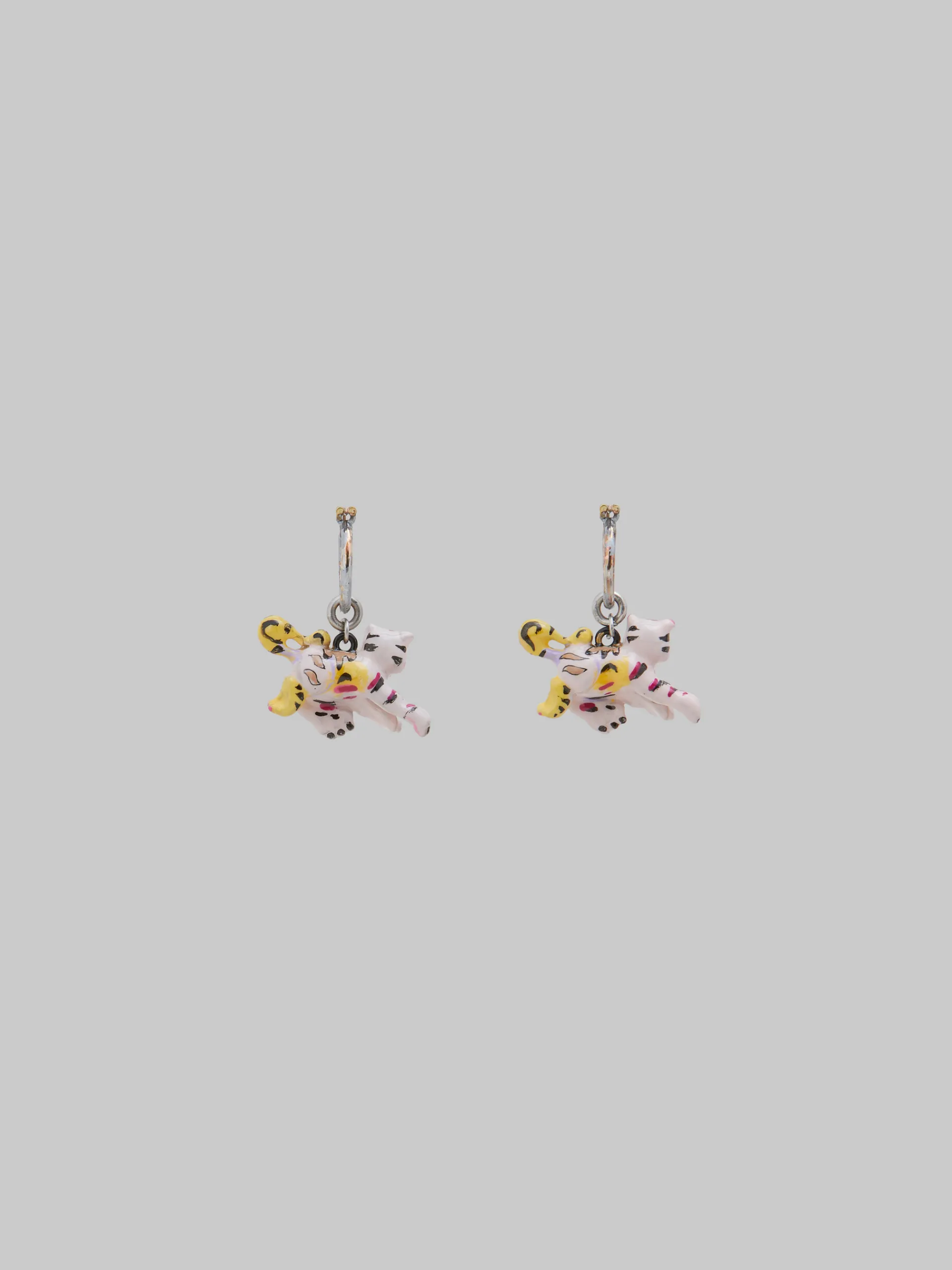 Earrings>Marni Hook Earrings With Tiger Pendants PALLADIUM/FLAMINGO