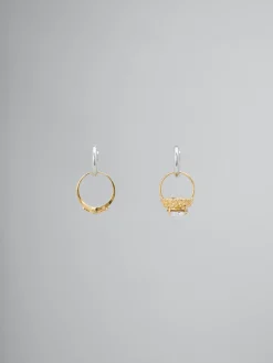 Earrings>Marni Hoop Earrings With Mismatched Rings VINTAGE/DEEP GOLD