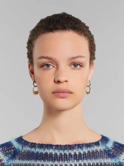 Earrings>Marni Hoop Earrings With Mismatched Rings VINTAGE/DEEP GOLD
