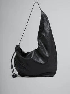 Shoulder Bags>Marni Large Nappa Hobo Bag BLACK