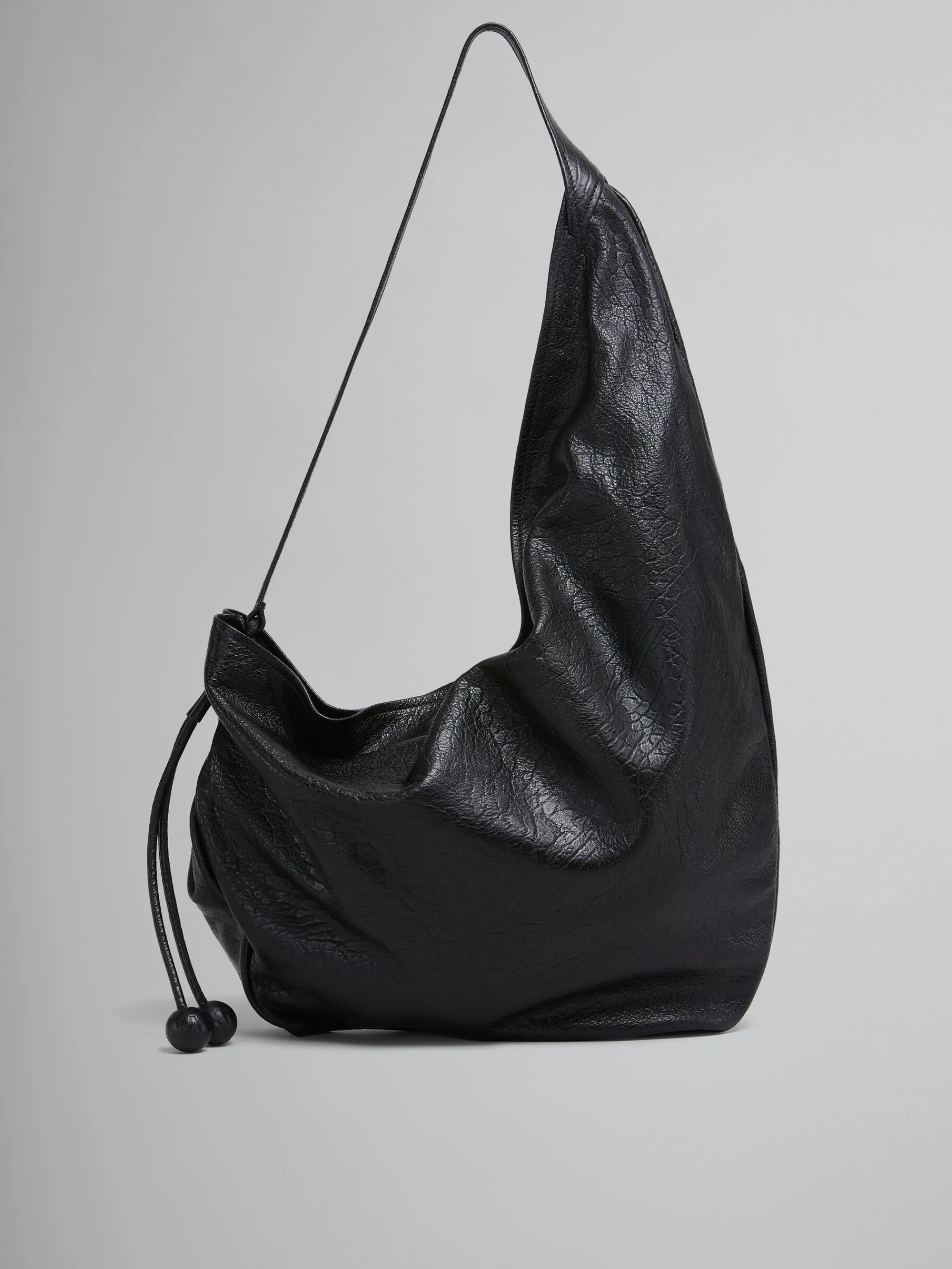 Shoulder Bags>Marni Large Nappa Hobo Bag BLACK