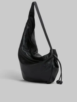 Shoulder Bags>Marni Large Nappa Hobo Bag BLACK