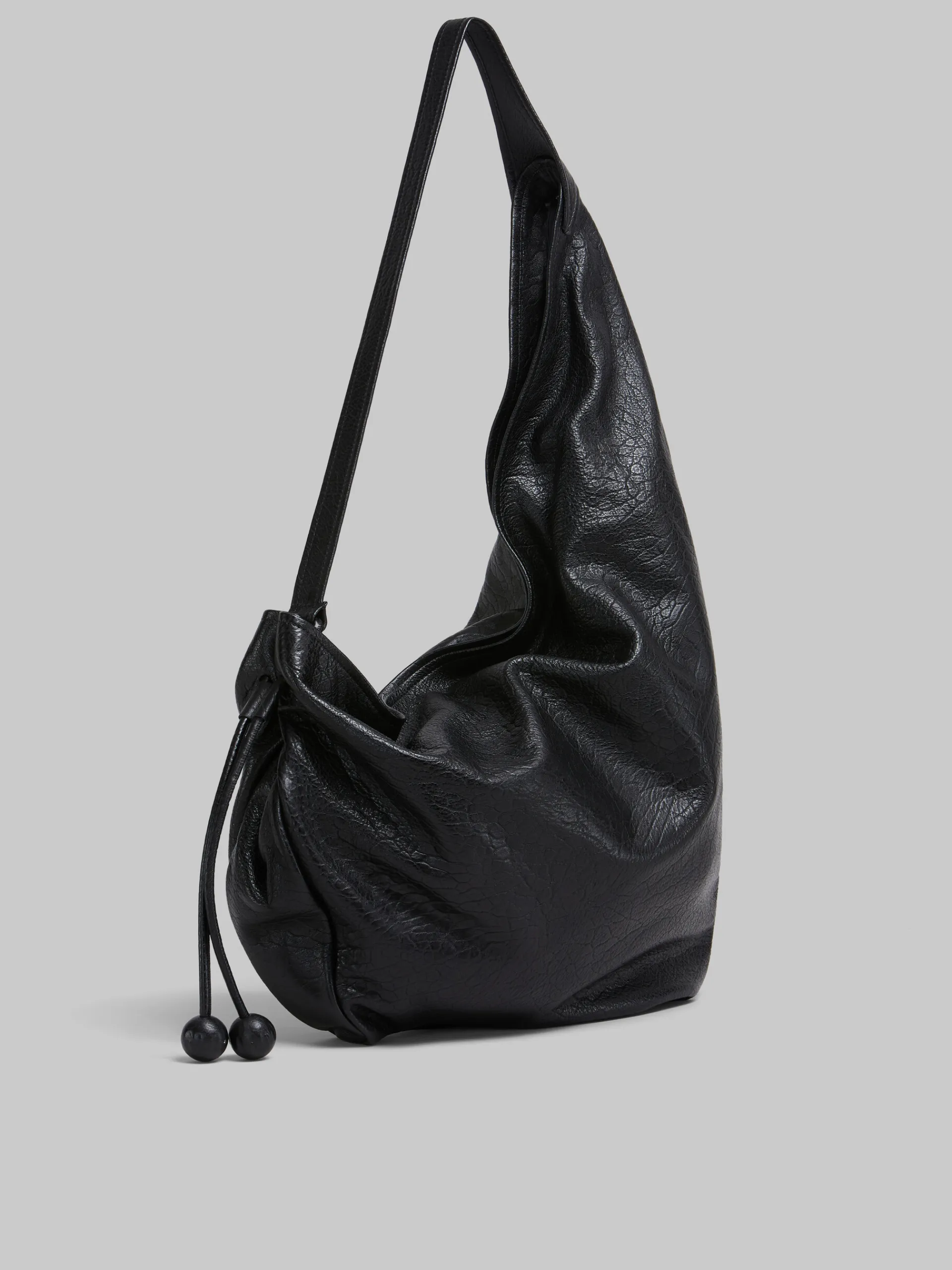 Shoulder Bags>Marni Large Nappa Hobo Bag BLACK