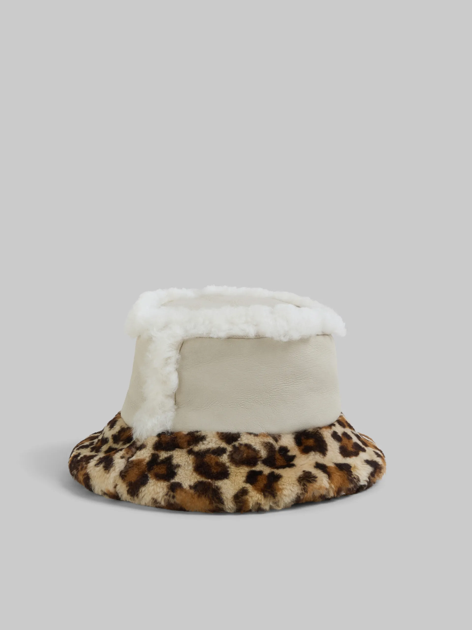 Hats | Hats>Marni Leather And Shearling Bucket Hat STONEWHITE