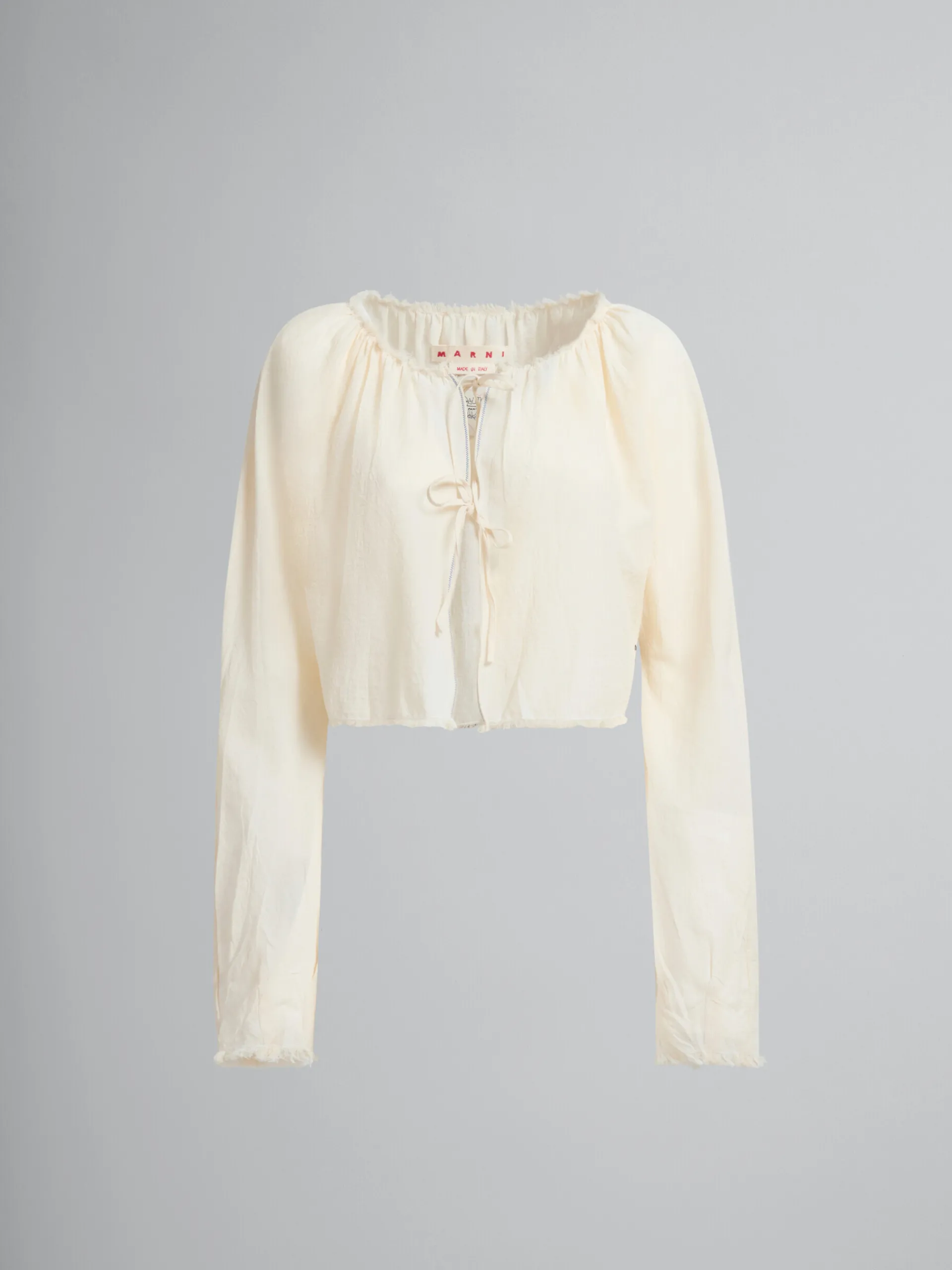 Tops & T-Shirts>Marni Light Beige Organic Cheesecloth Blouse With Ties SILKWHITE