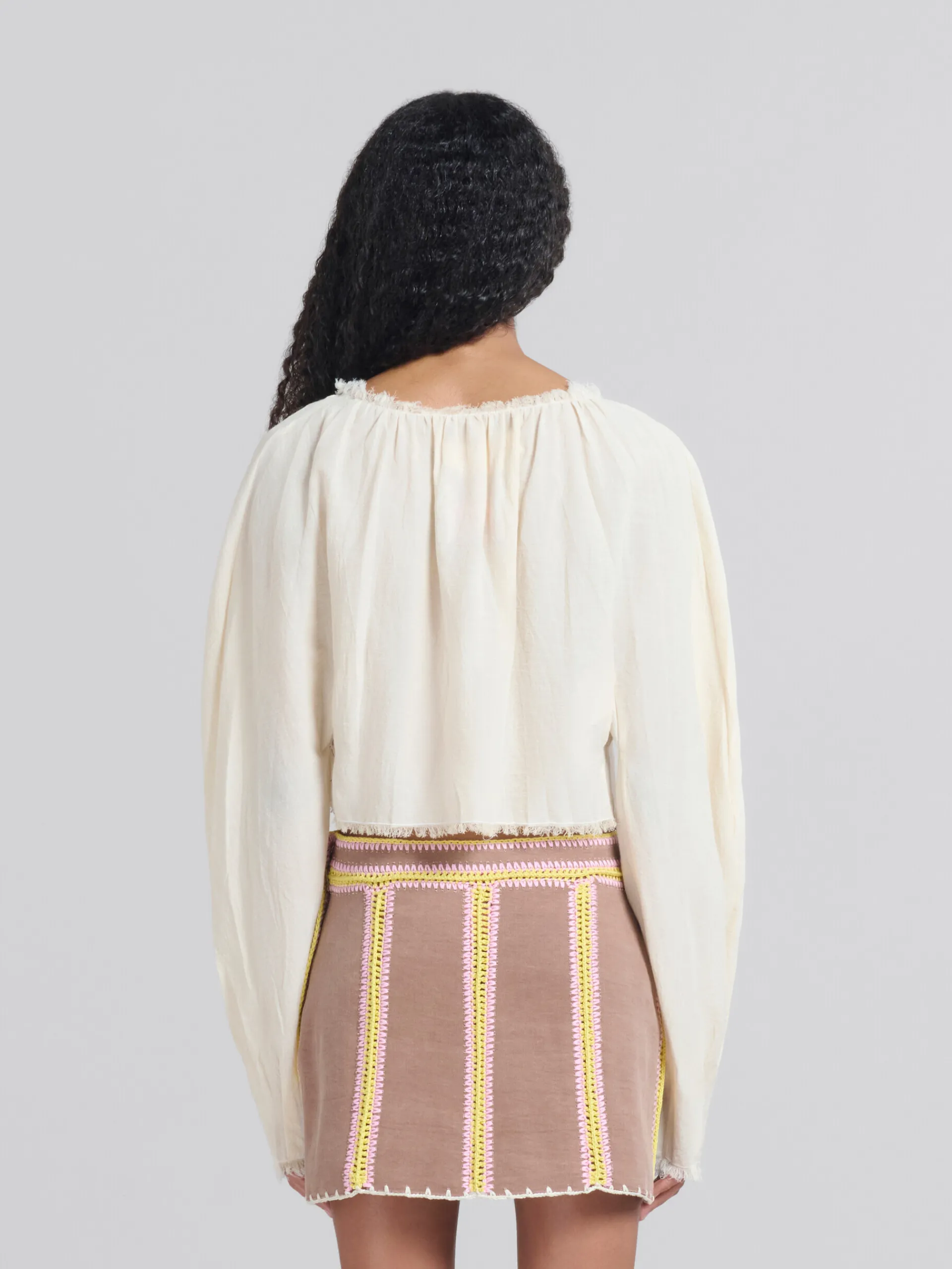 Tops & T-Shirts>Marni Light Beige Organic Cheesecloth Blouse With Ties SILKWHITE