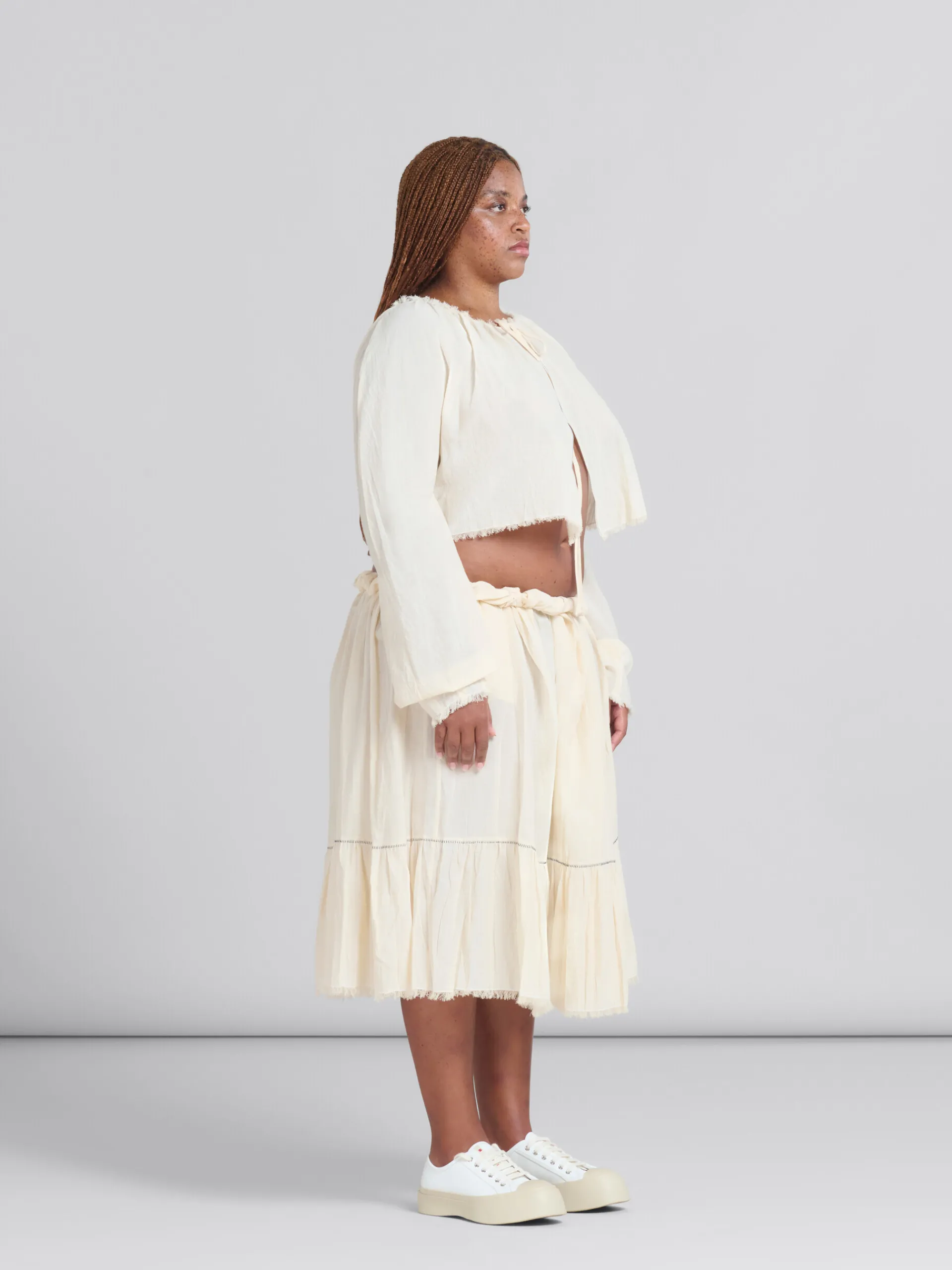 Tops & T-Shirts>Marni Light Beige Organic Cheesecloth Blouse With Ties SILKWHITE