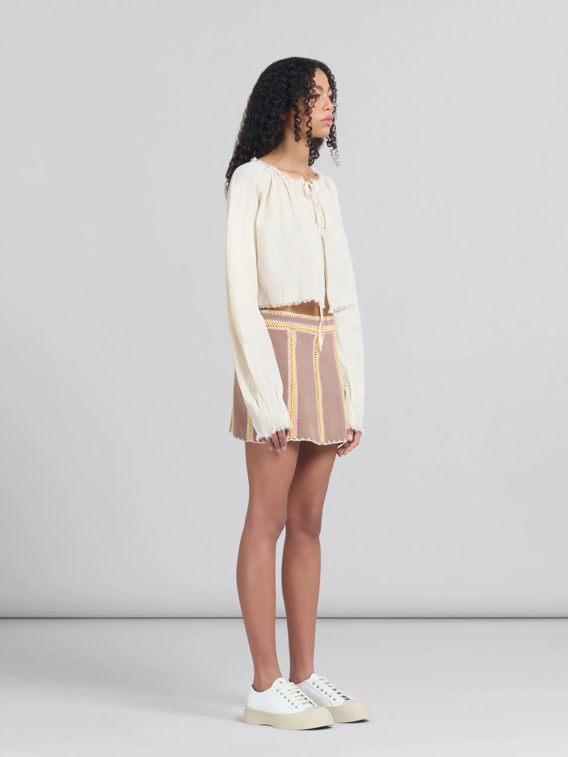 Tops & T-Shirts>Marni Light Beige Organic Cheesecloth Blouse With Ties SILKWHITE
