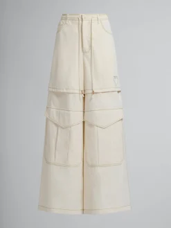 Pants>Marni Light Beige Organic Toile Hybrid Cargo Pants With Mending STONEWHITE
