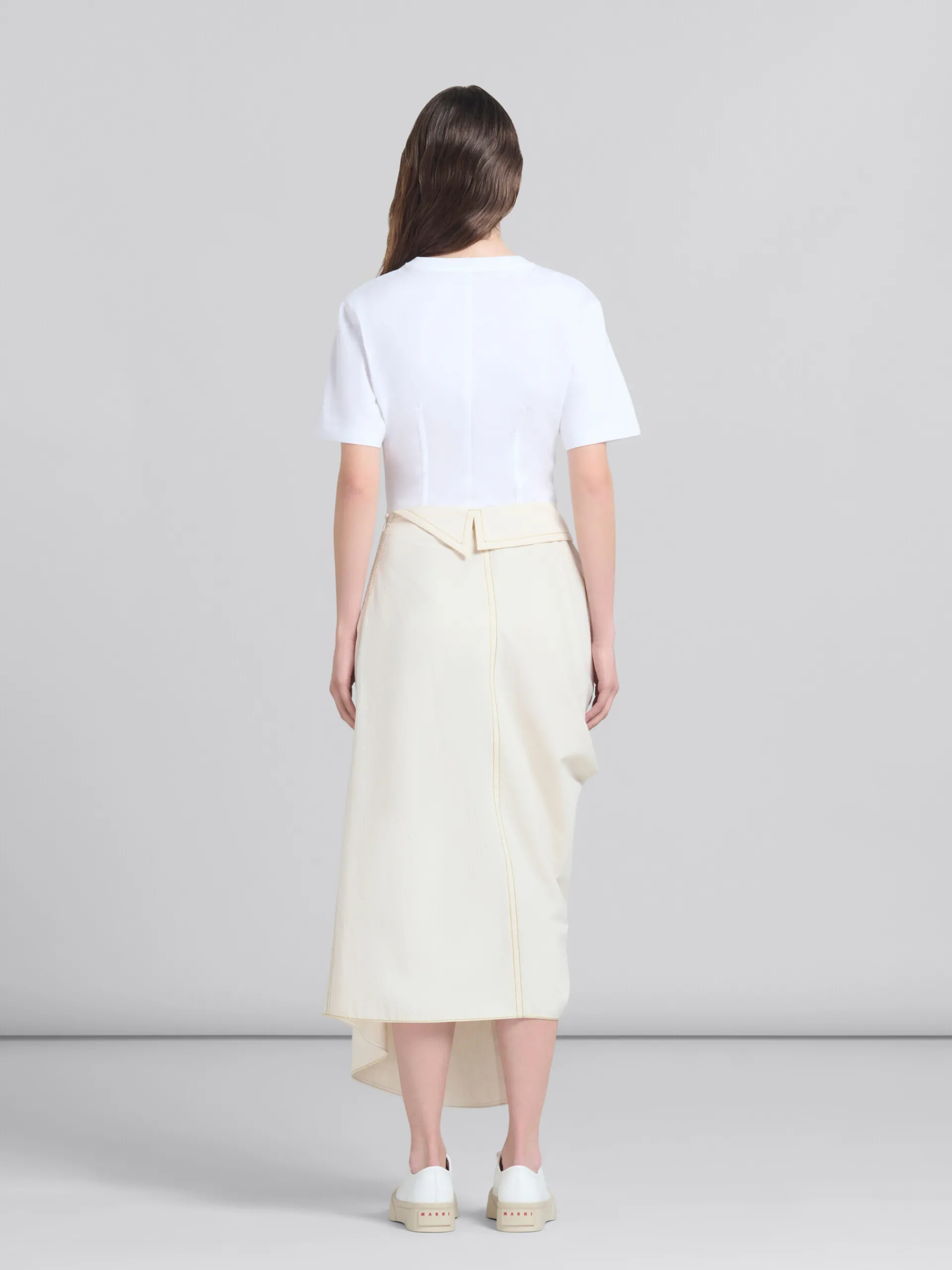 Skirts>Marni Light Beige Organic Toile Skirt With Jacket Lapels STONEWHITE