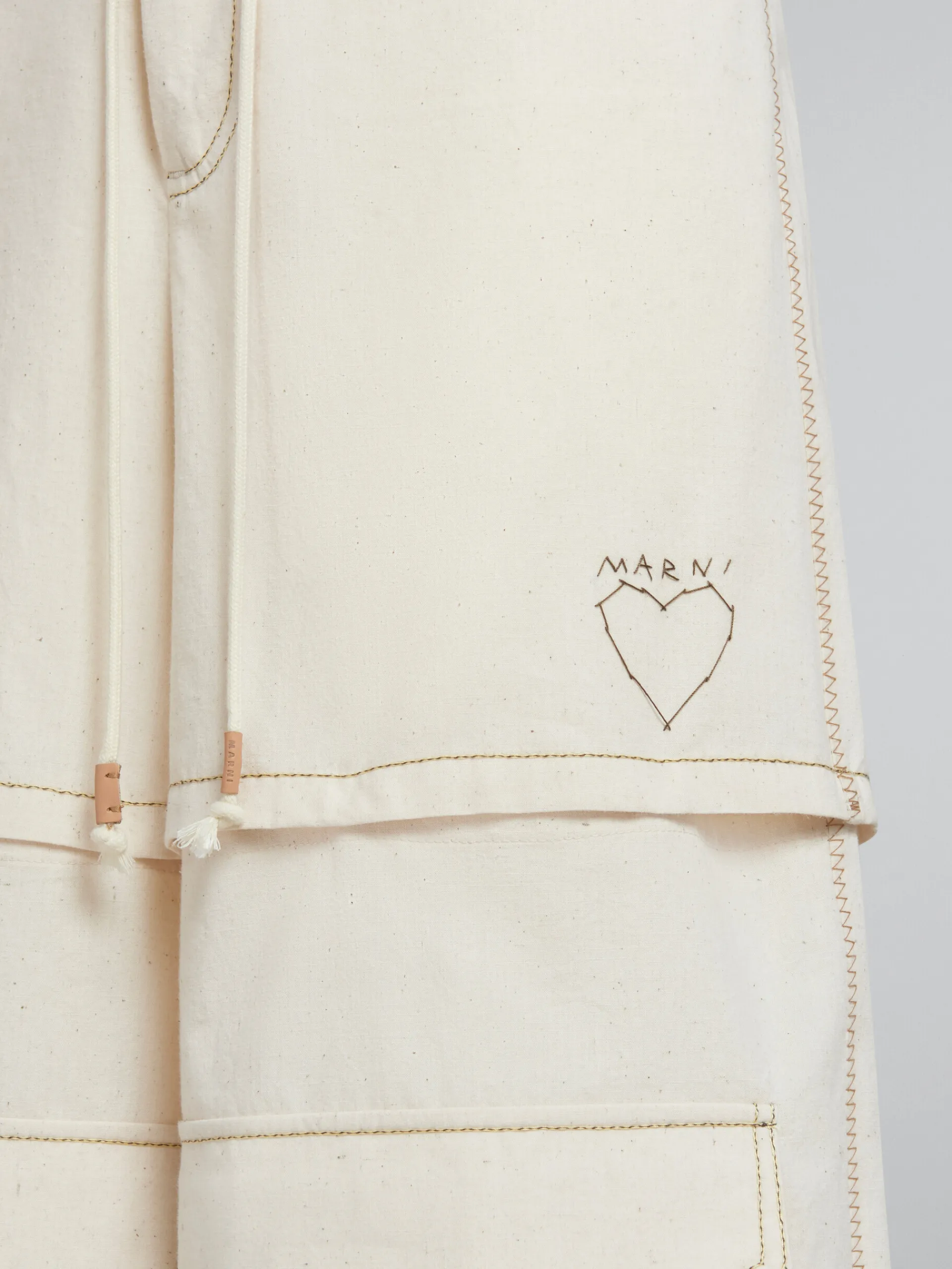 Pants>Marni Light Beige Organic Toile Hybrid Cargo Pants With Mending STONEWHITE