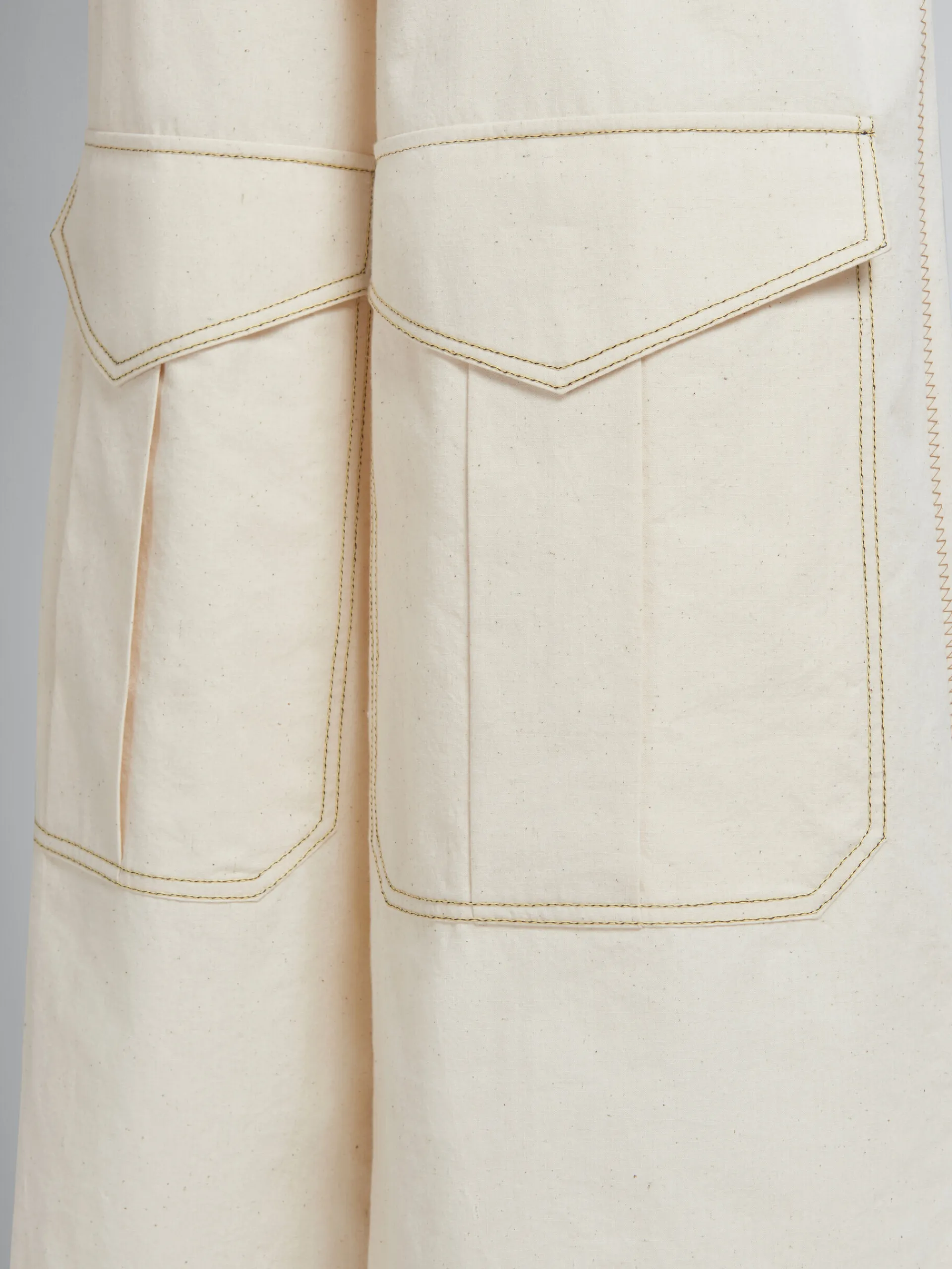Pants>Marni Light Beige Organic Toile Hybrid Cargo Pants With Mending STONEWHITE