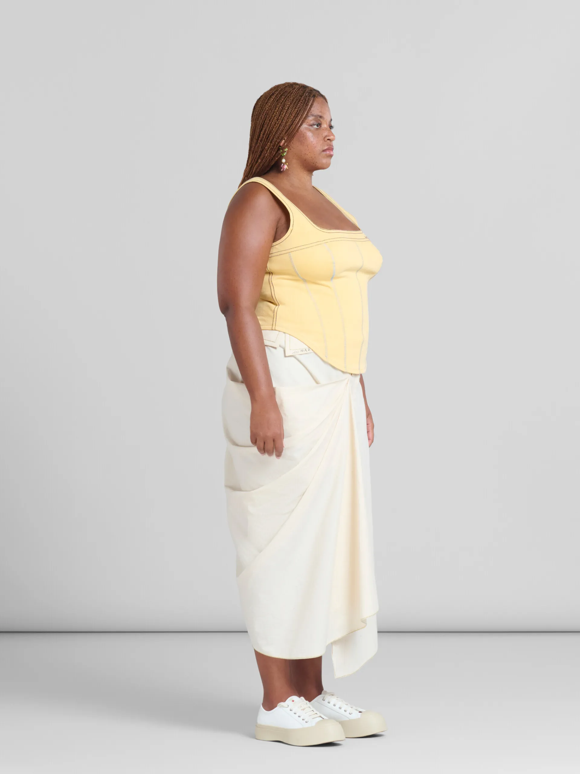 Skirts>Marni Light Beige Organic Toile Skirt With Jacket Lapels STONEWHITE