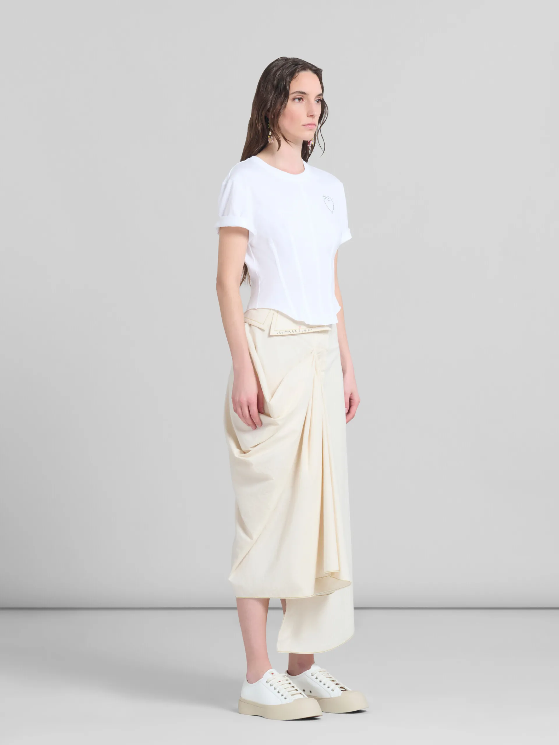 Skirts>Marni Light Beige Organic Toile Skirt With Jacket Lapels STONEWHITE