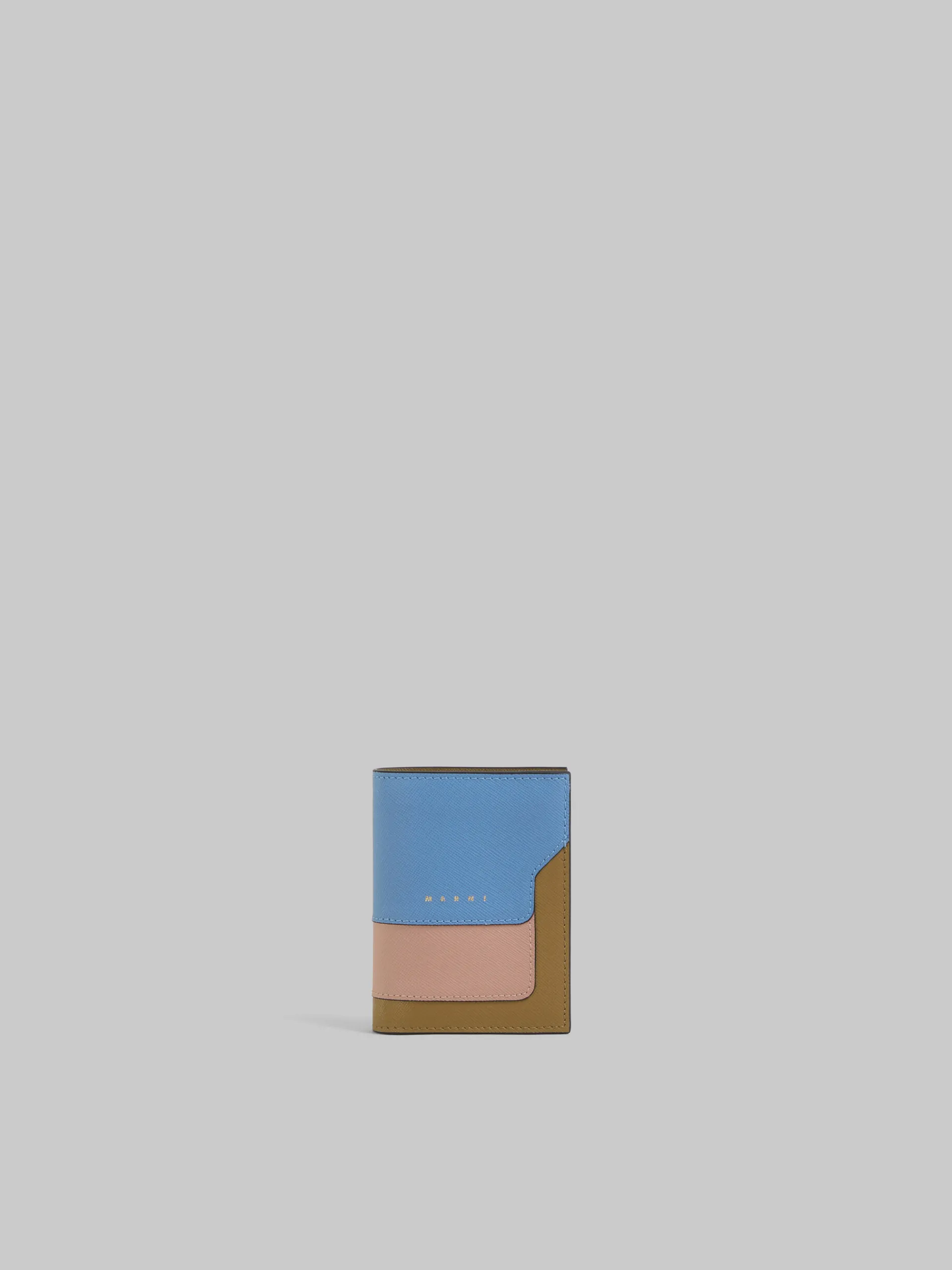 Wallets & Small Leather Goods>Marni Light Blue Dusty Pink And Green Saffiano Leather Bi-fold Wallet OPAL/QUARZ/THYME