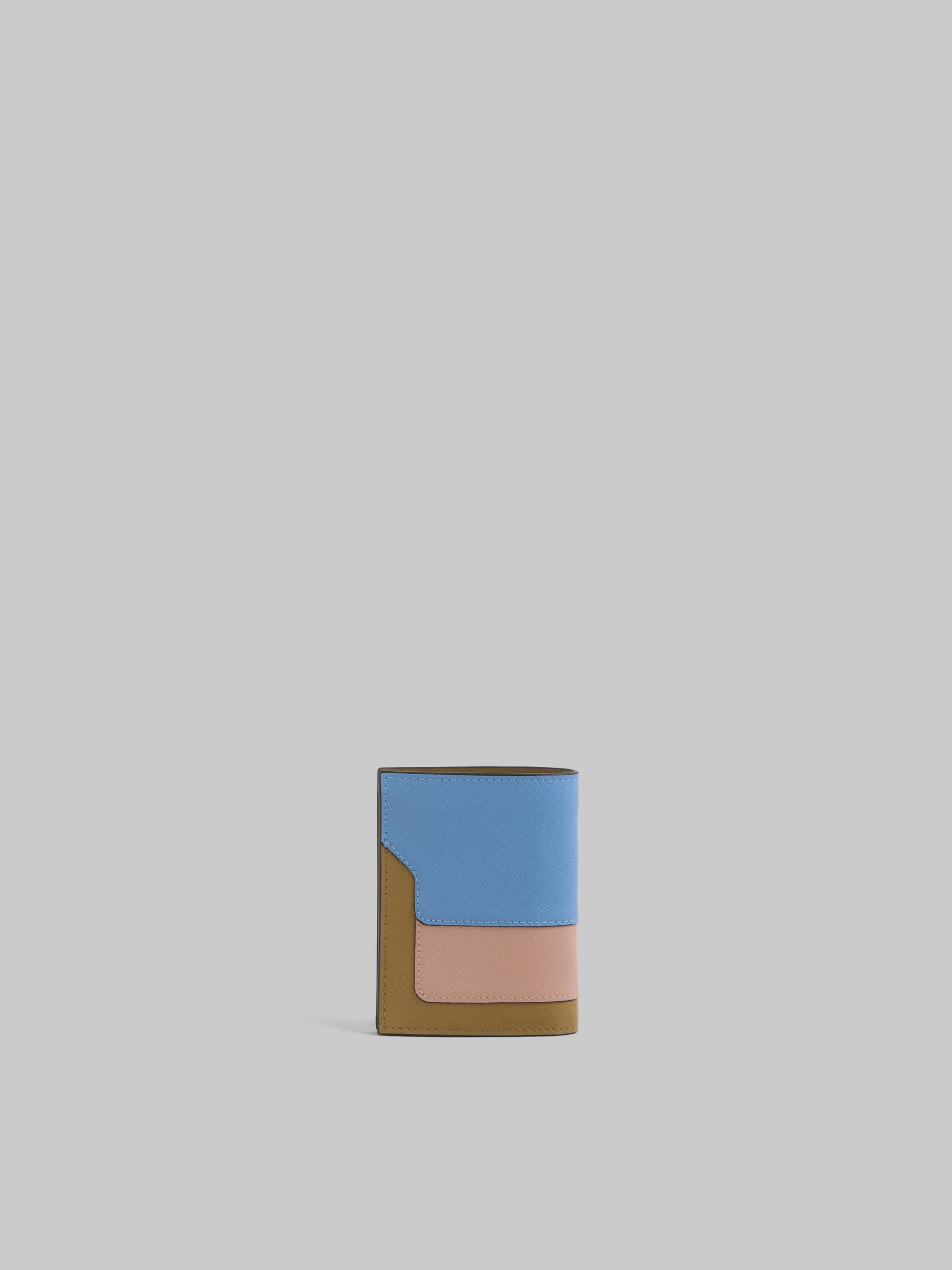 Wallets & Small Leather Goods>Marni Light Blue Dusty Pink And Green Saffiano Leather Bi-fold Wallet OPAL/QUARZ/THYME