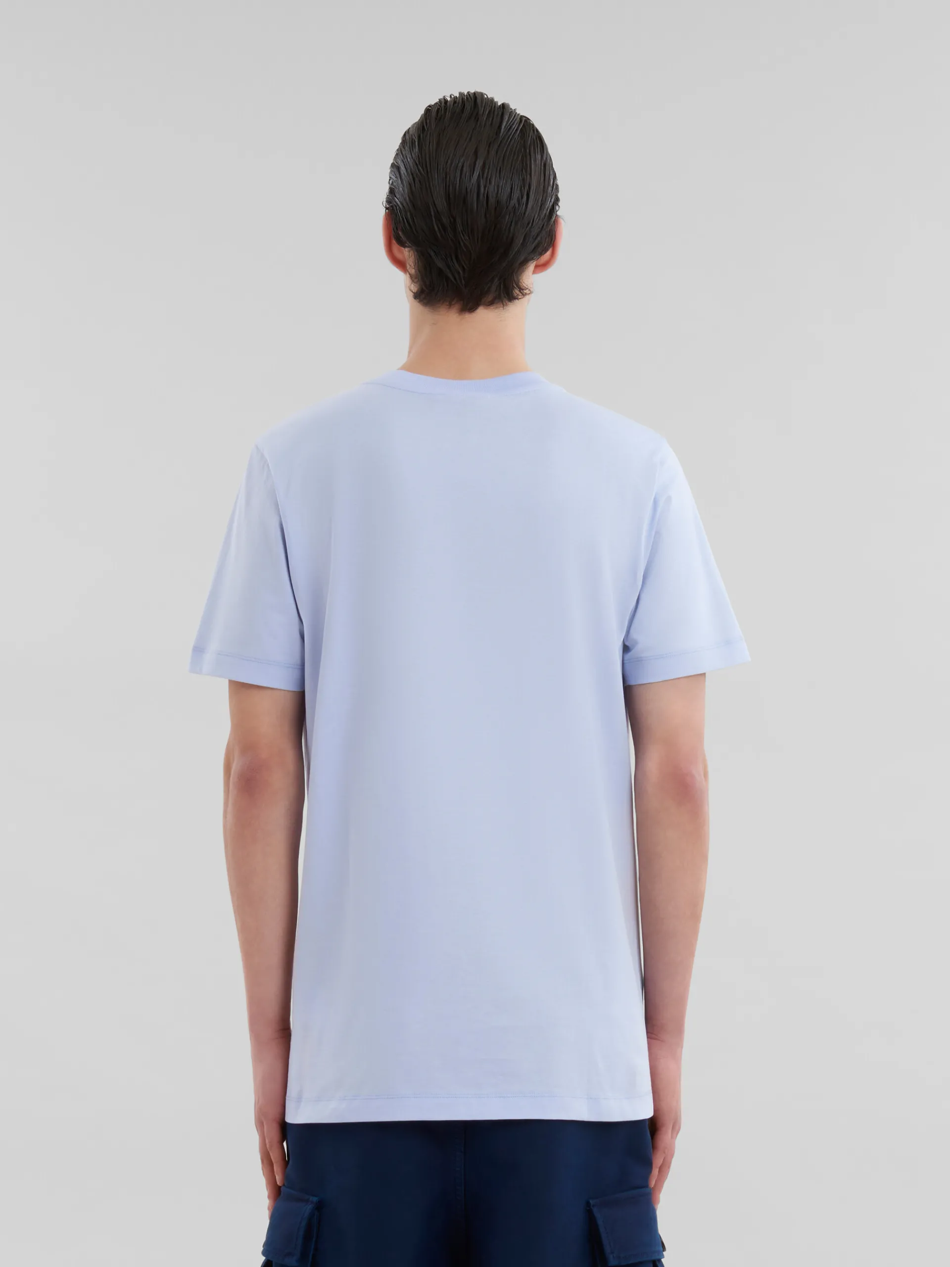 Tops & T-Shirts>Marni Light Blue Organic Cotton T-shirt With Mini Logo ILLUSIONBLUE