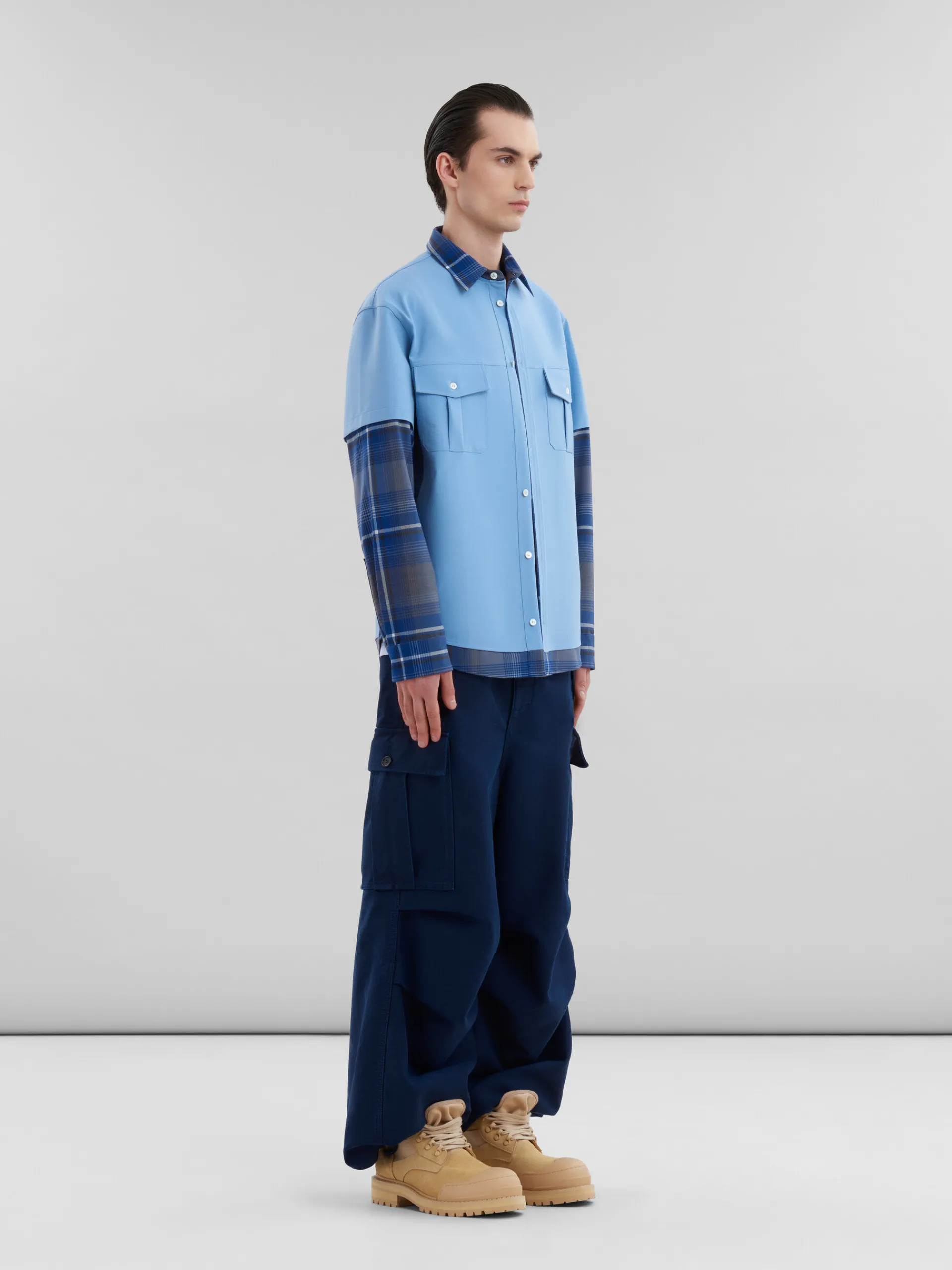 Tops & T-Shirts>Marni Light Blue Organic Cotton T-shirt With Mini Logo ILLUSIONBLUE