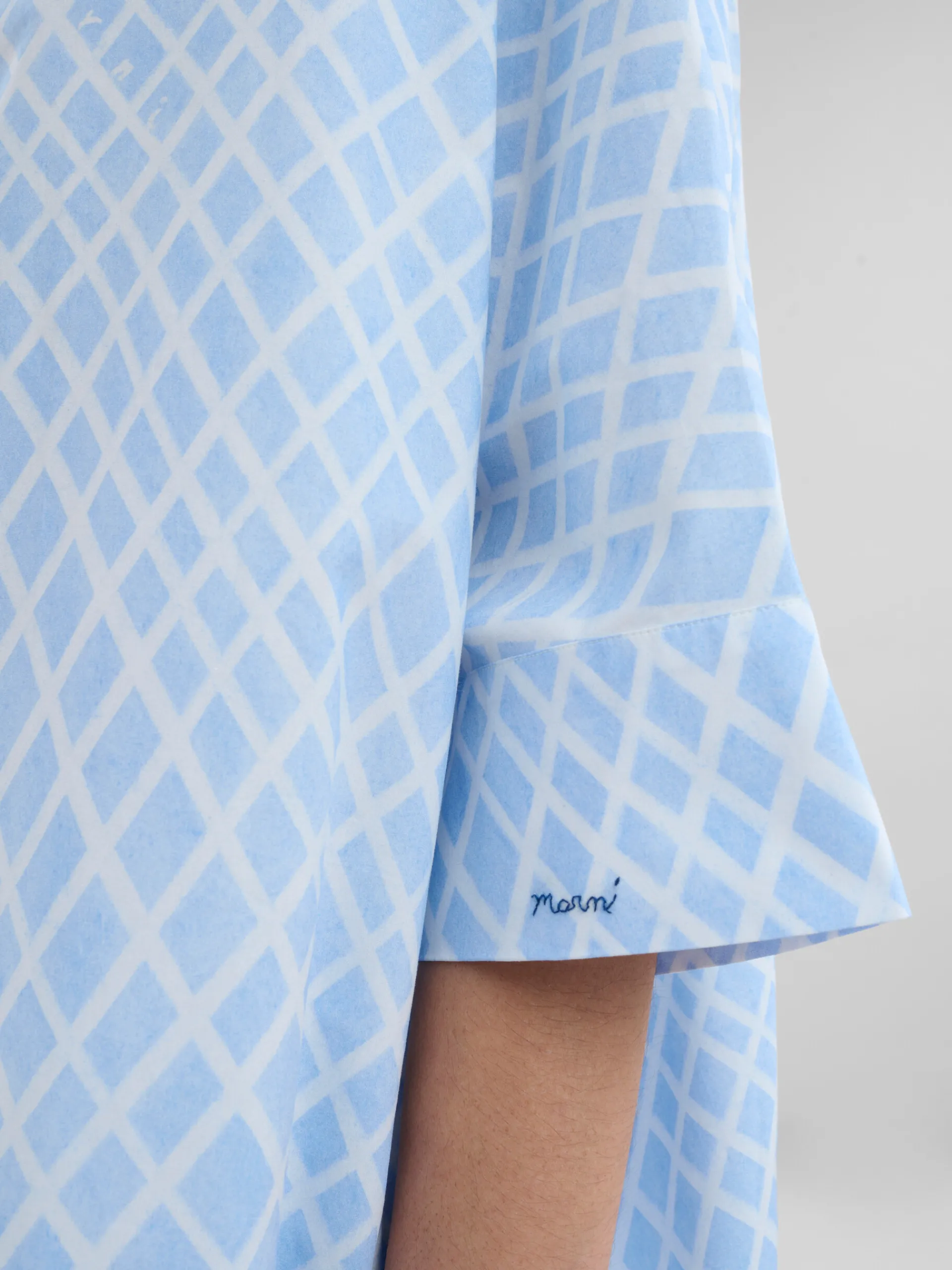 Tops & T-Shirts>Marni Light Blue Poplin Kimono Shirt With Landscapes Print LIGHTBLUE