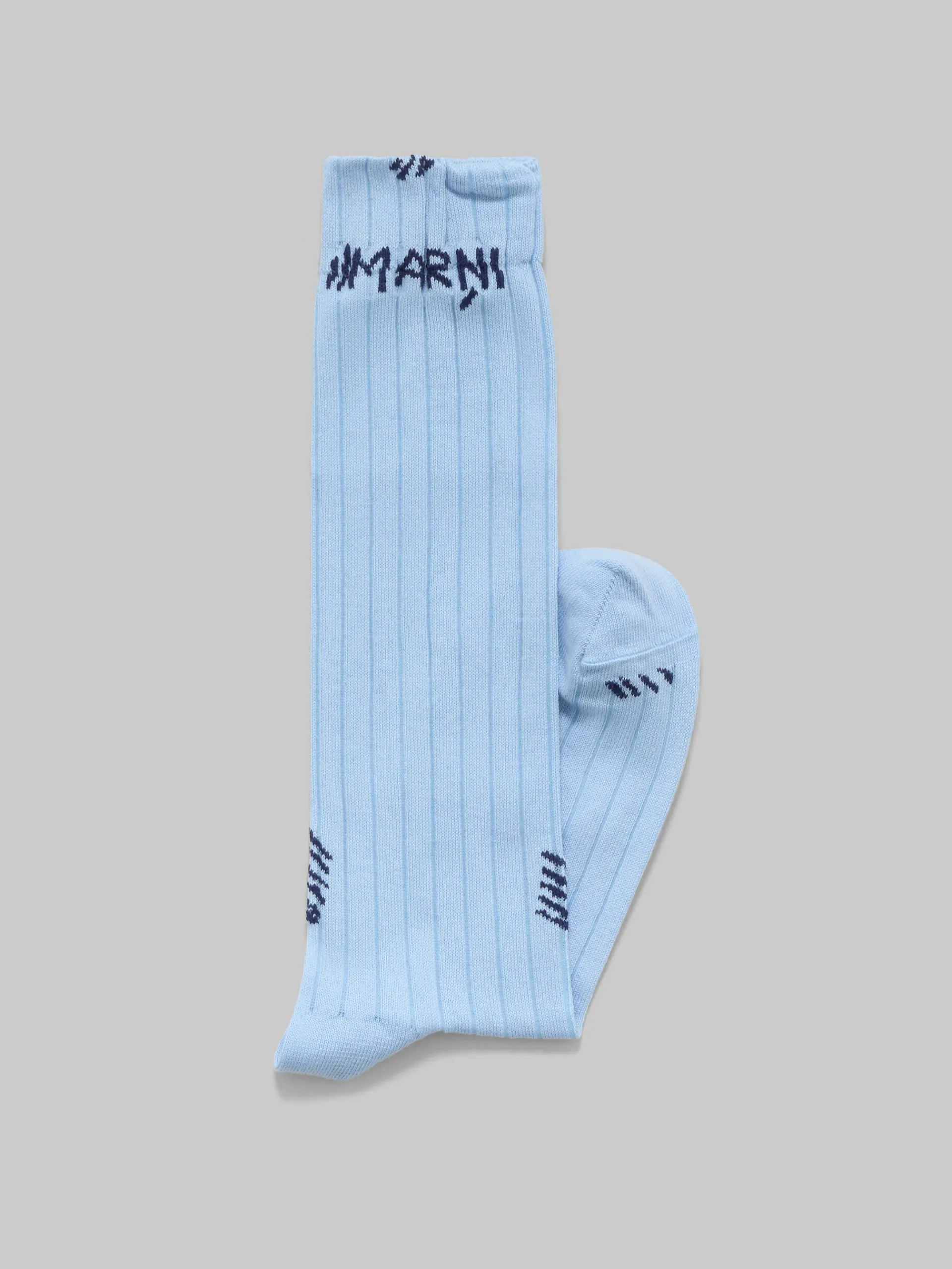 Socks>Marni Light Blue Ribbed Cotton Socks With Mending LIGHTBLUE