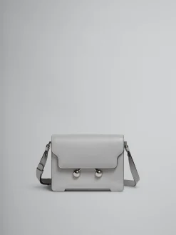 Trunkaroo Bag | Shoulder Bags>Marni Light Grey Leather Trunkaroo Medium Shoulder Bag ATMOSPHERE
