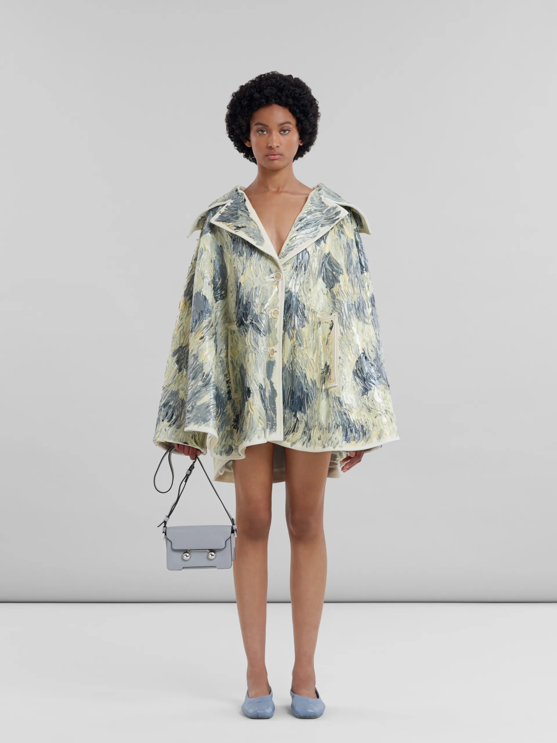 Trunkaroo Bag | Shoulder Bags>Marni Light Grey Leather Trunkaroo Mini Shoulder Bag ATMOSPHERE