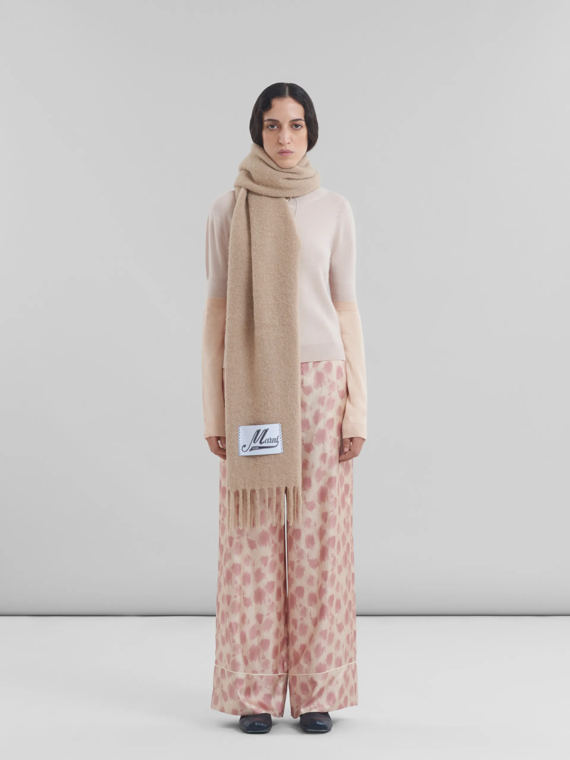 Scarves>Marni Light Pink Alpaca Scarf POMPEII