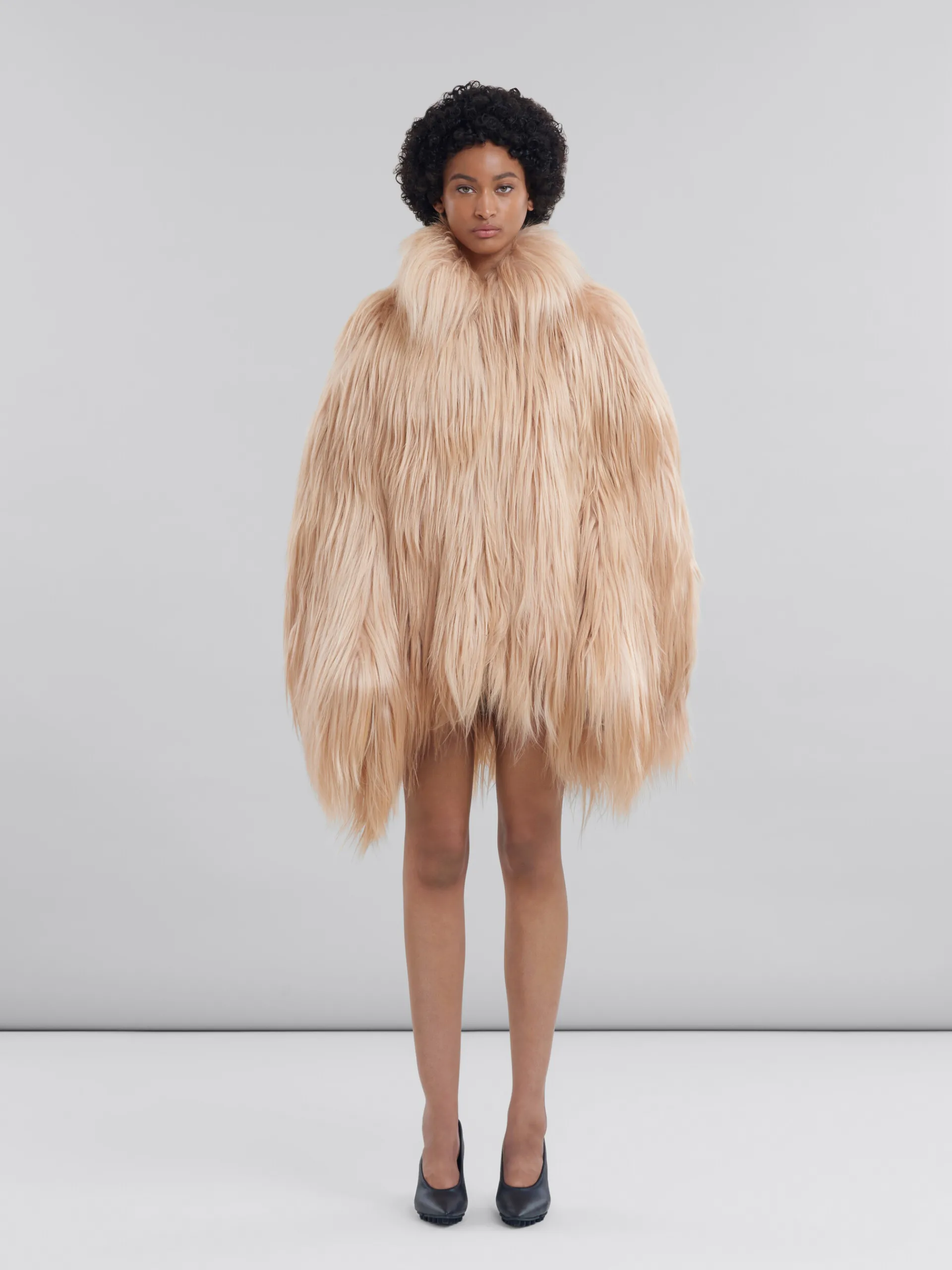 Coats & Jackets>Marni Light Pink Long Hair Short Coat POMPEII