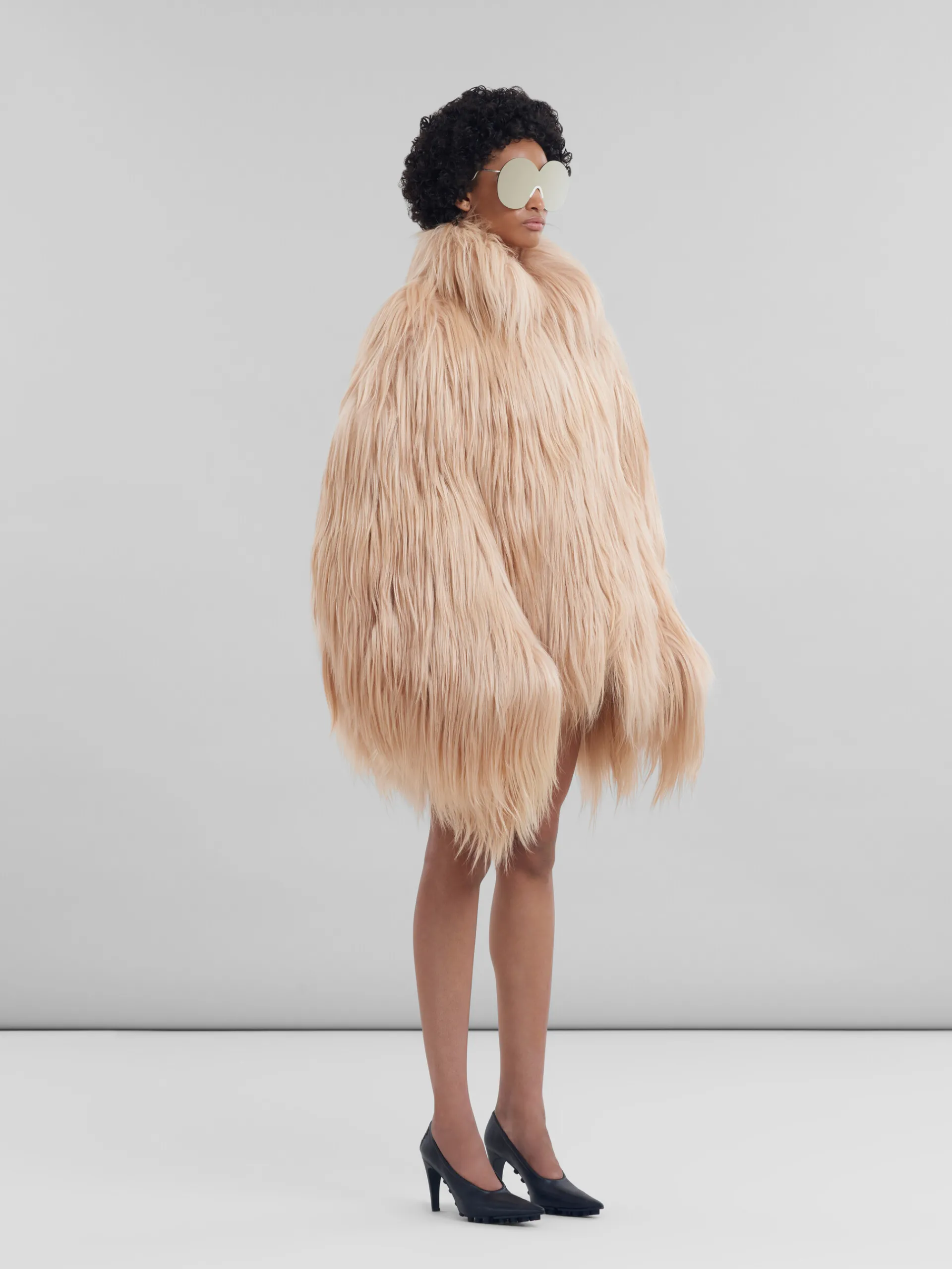 Coats & Jackets>Marni Light Pink Long Hair Short Coat POMPEII