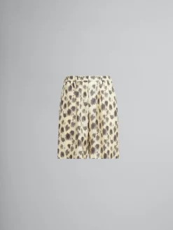 Matching Sets | Pants>Marni Light Yellow Silk Bermuda Shorts With Crayon Leopard Prints LIGHTTOPAZ