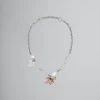 Necklaces>Marni Metal Chain Necklace With Tiger Pendant PALLADIUM/FLAMINGO