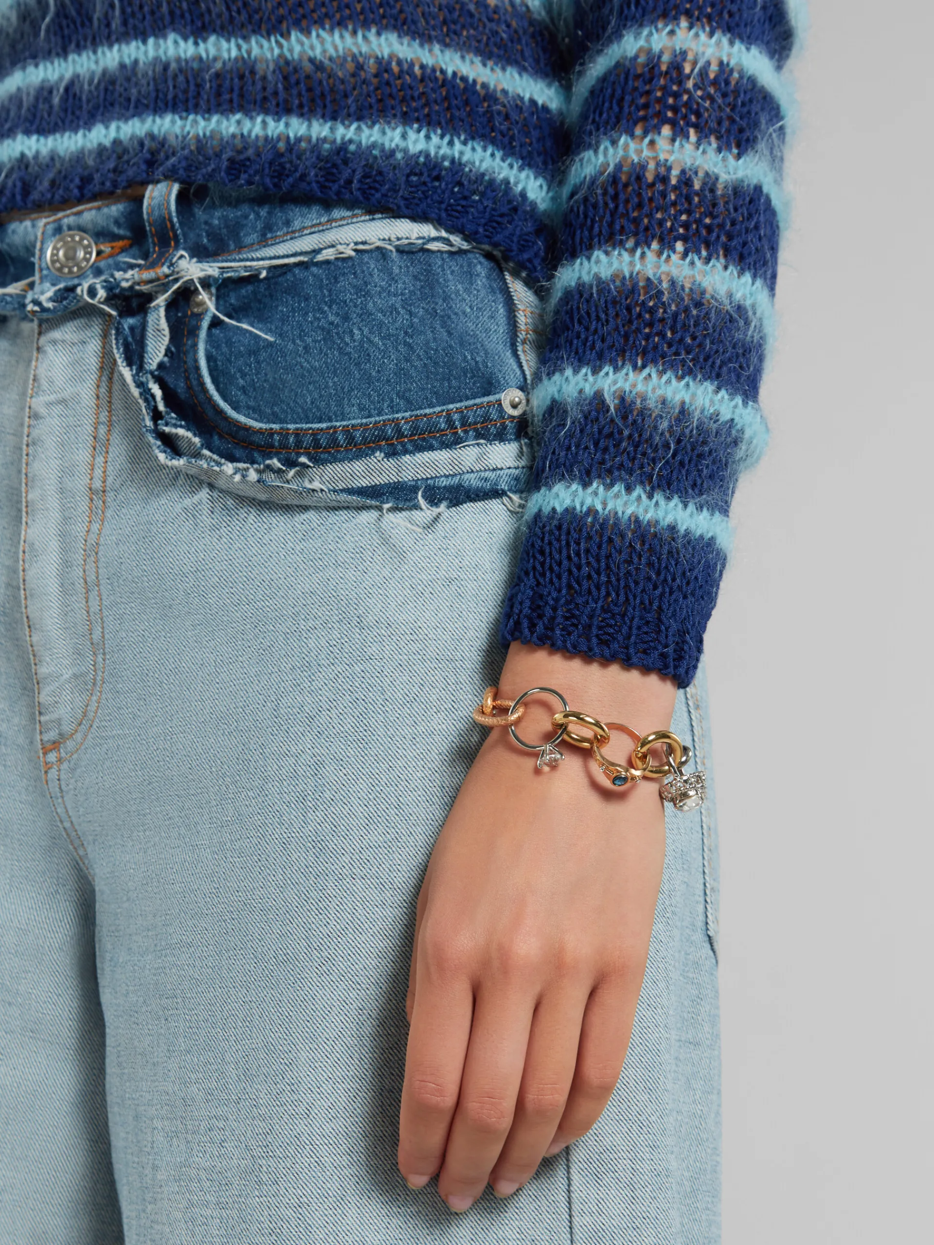 Bracelets>Marni Mixed Link Chain Bracelet With Jewelled Rings VINTAGE/DEEP GOLD